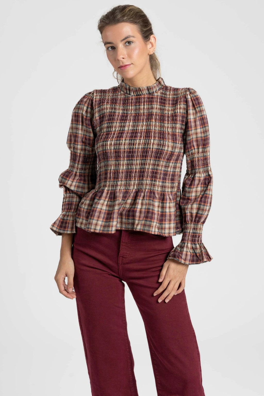 Blusa Armonias Mangas Largas Cuadros Para Damas by Armonias