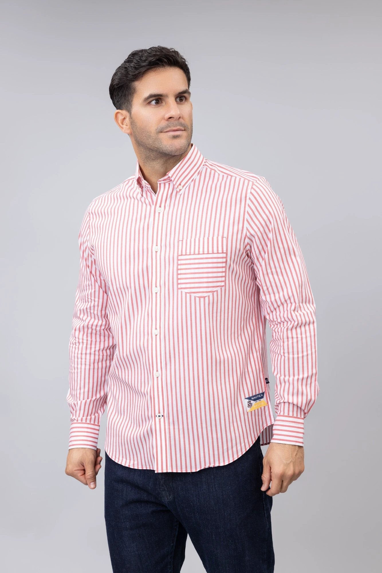 Camisa Nautica Mangas Largas Rayas P/ Caballeros 18917W-6SR by Nautica