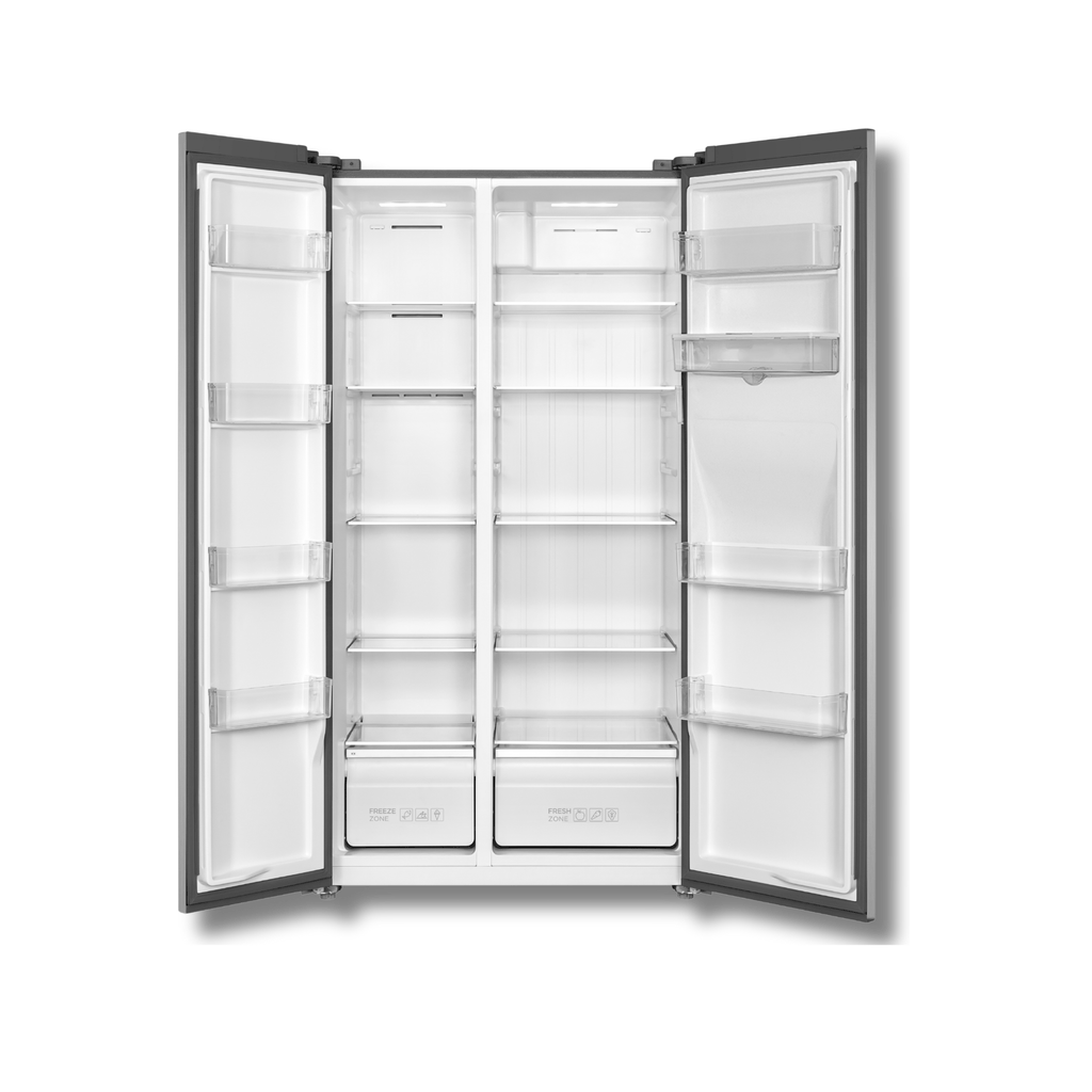 Nevera Side by Side TCL P520SBN 18 Pies Cúbicos Inverter Dispensador de Agua Plateado