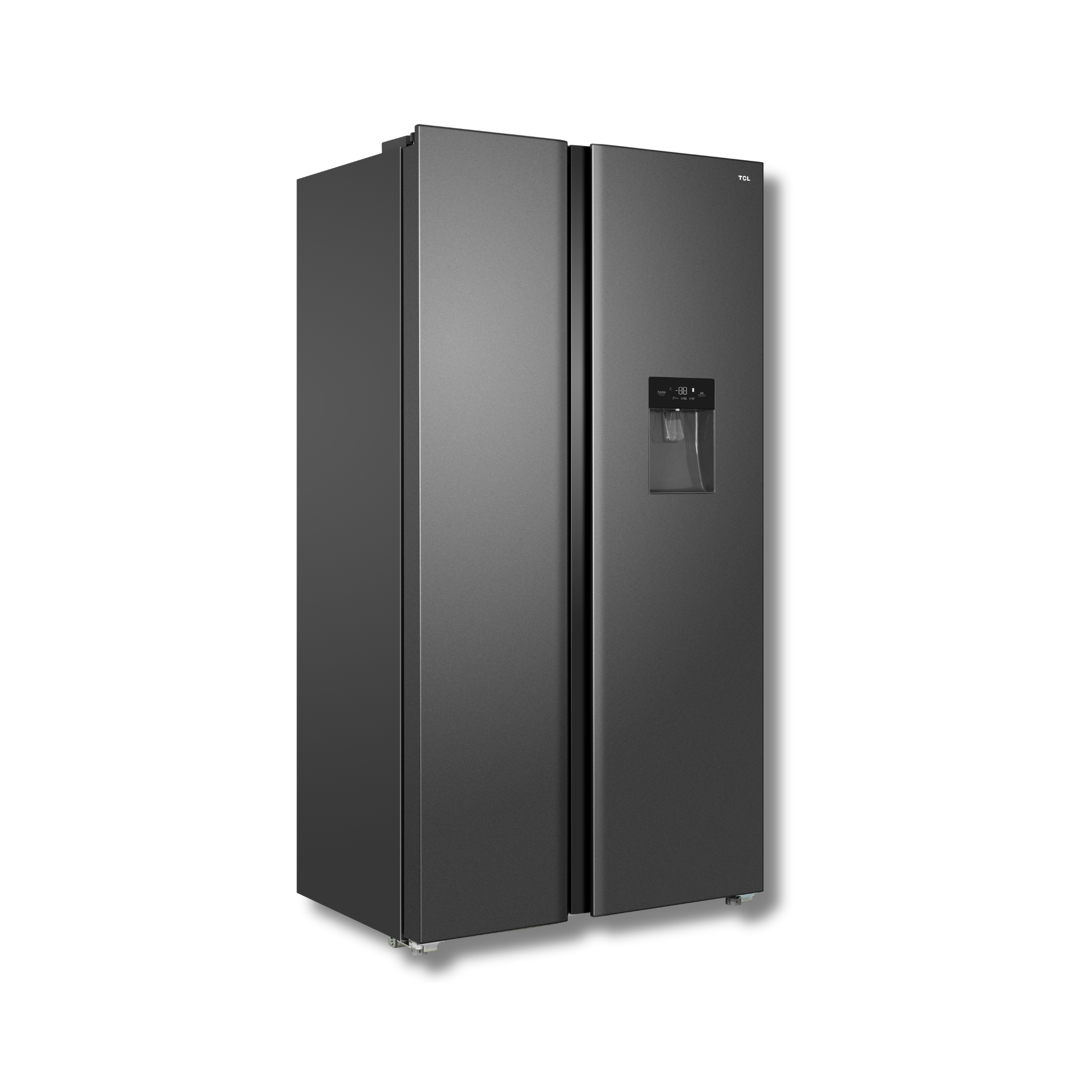 Nevera Side by Side TCL P520SBC 18 Pies Cúbicos Inverter Dispensador de Agua Gris Oscuro