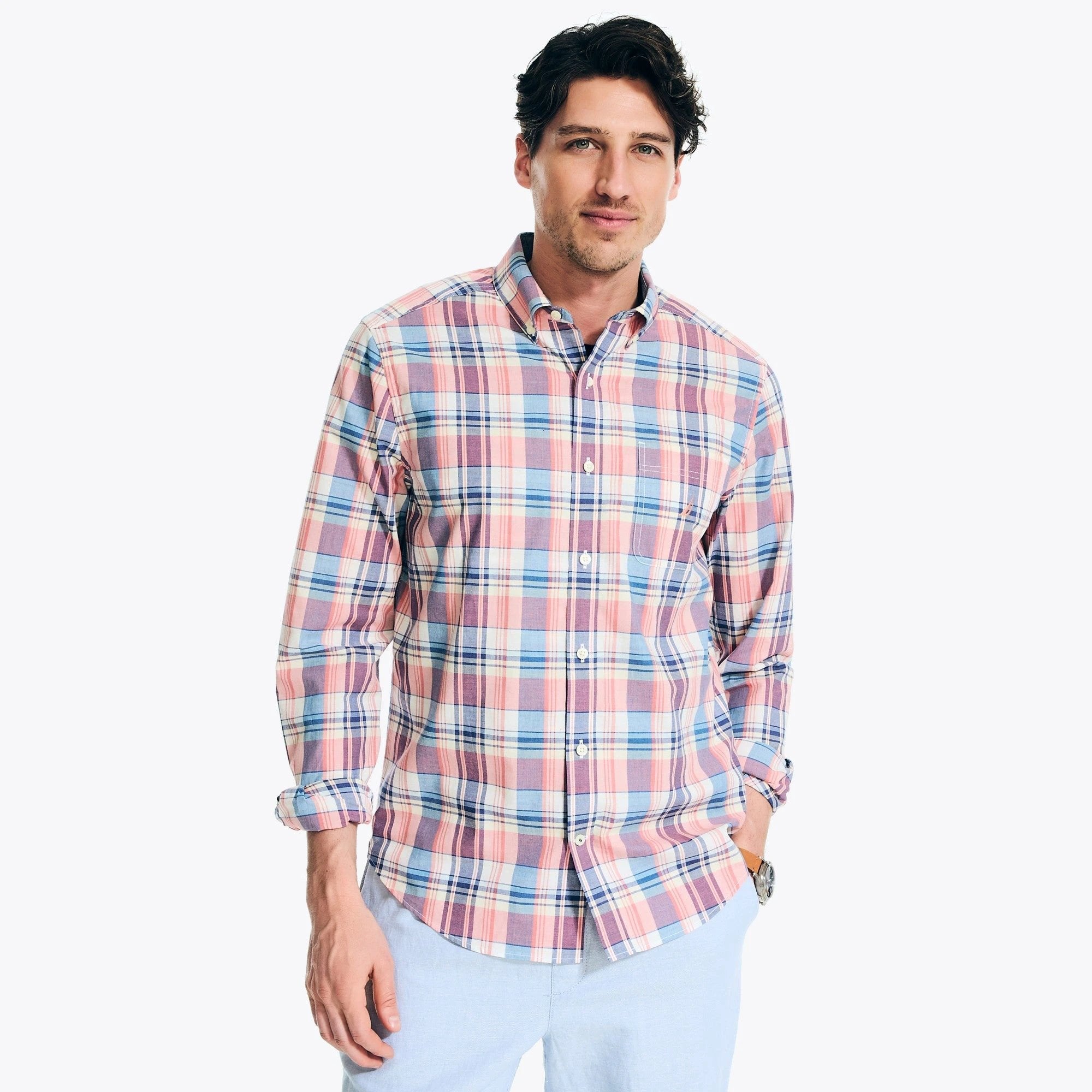 Camisa Nautica Mangas Largas Cuadros Para Caballeros by Nautica