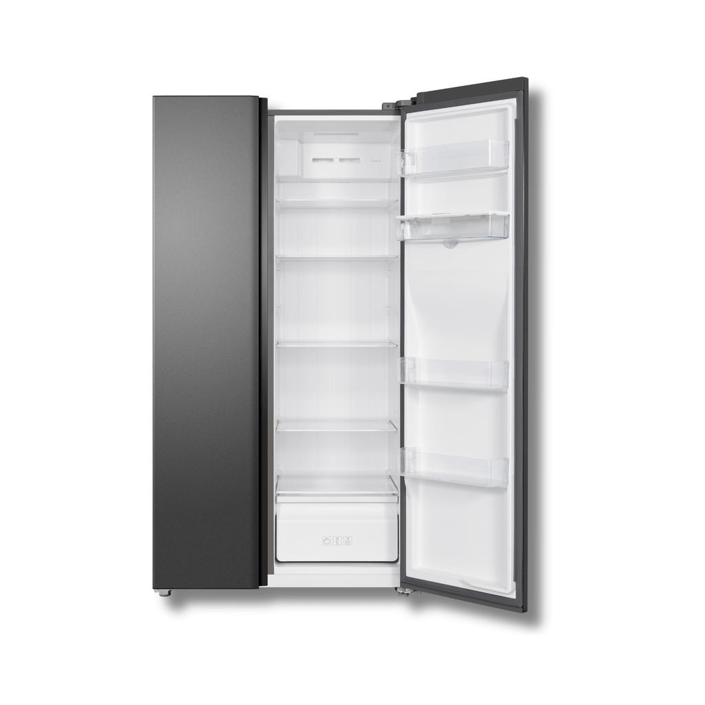 Nevera Side by Side TCL P520SBC 18 Pies Cúbicos Inverter Dispensador de Agua Gris Oscuro