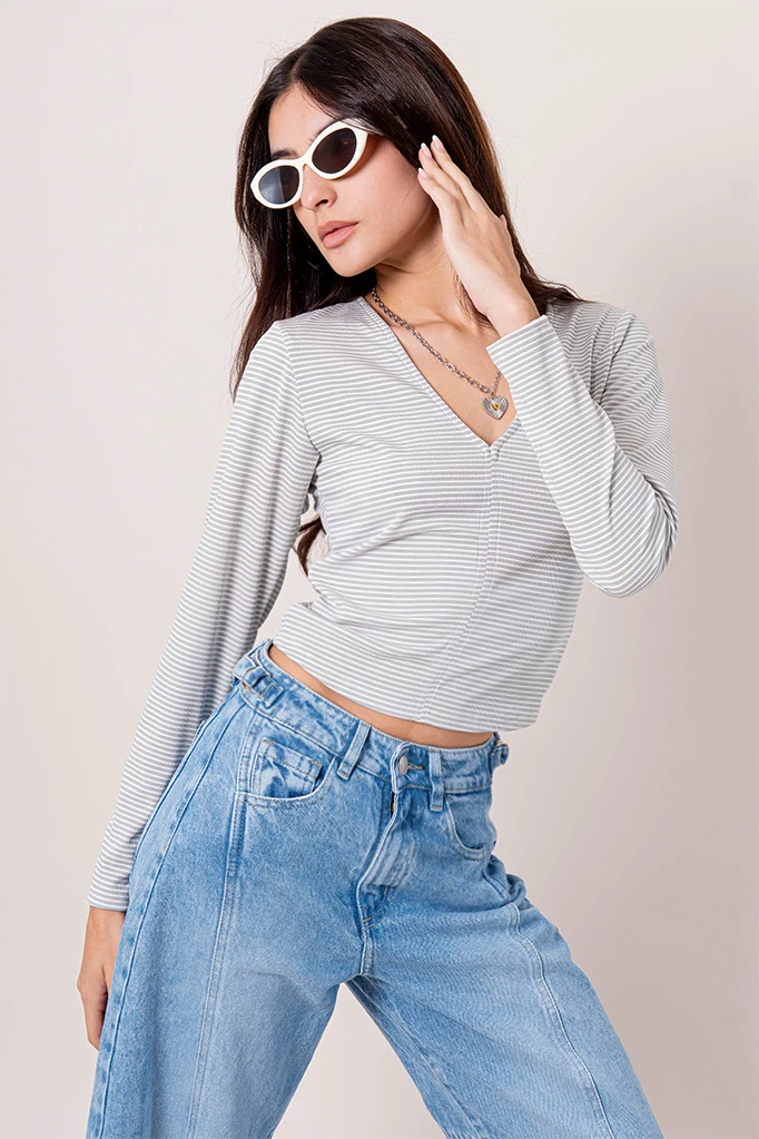 TOP MANGA LARGA RAYAS B-F 8499.