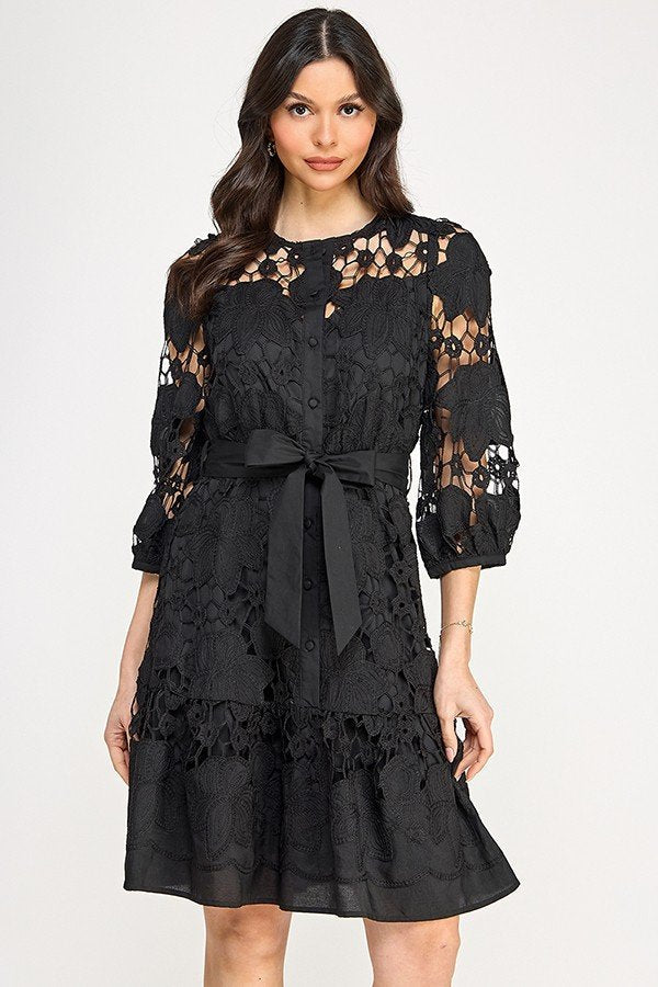 Vestido Milk & Honey Mangas 3/4 Liso Encaje Para Damas by Milk & Honny