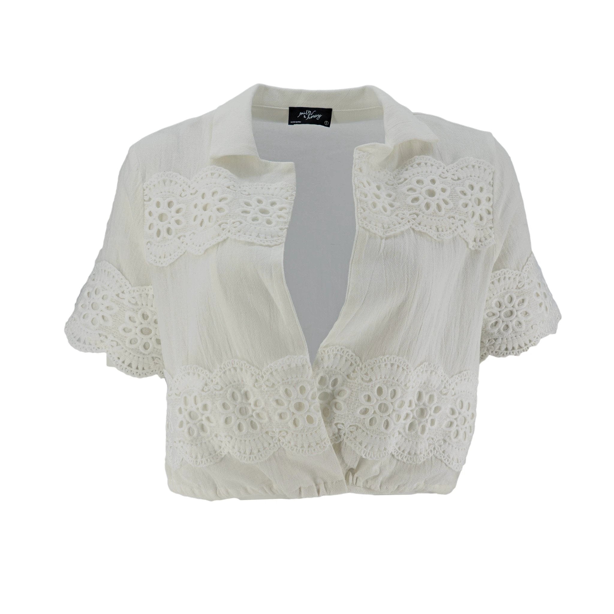 Blusa Milk & Honey Mangas Cortas Lisa Encaje Para Damas by Milk & Honny
