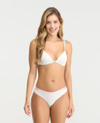 Brasilera semidescaderada blanca con elástico rosado en cintura de St. Even Colombia, ropa interior femenina.