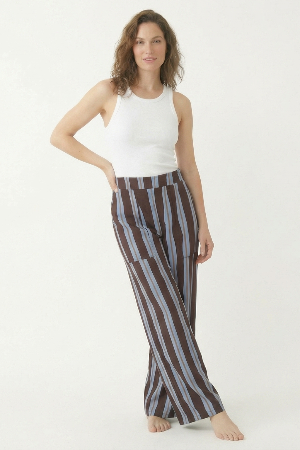 Pantalon Igua Rayas Cafe - ropa mujer Colombia OchoCinco