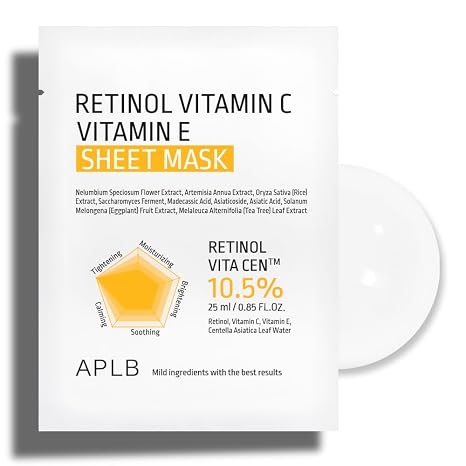 Mascarilla de Tela Renovadora Antioxidante APLB Retinol Vitamin C Vitamin E Sheet Mask 25ml