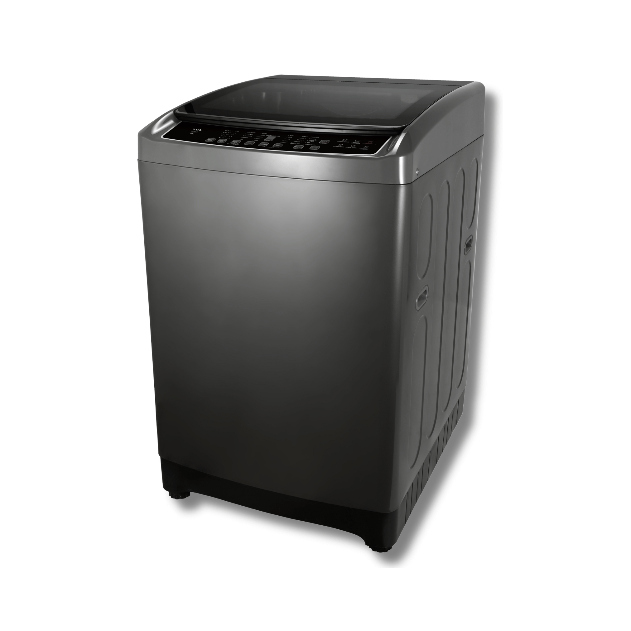 Lavadora TCL F321TLG 46.5 Libras Tambor Acero Inoxidable Tapa Vidrio Templado Gris