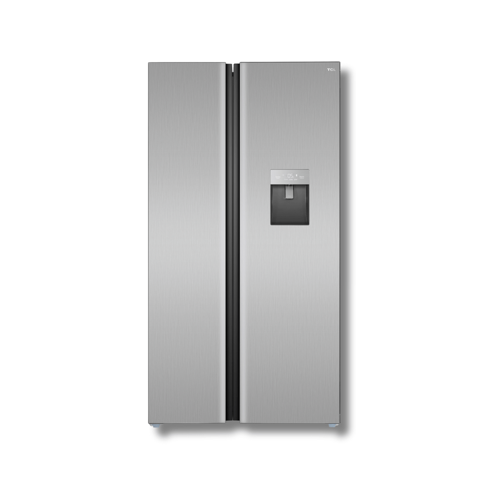 Nevera Side by Side TCL P520SBN 18 Pies Cúbicos Inverter Dispensador de Agua Plateado