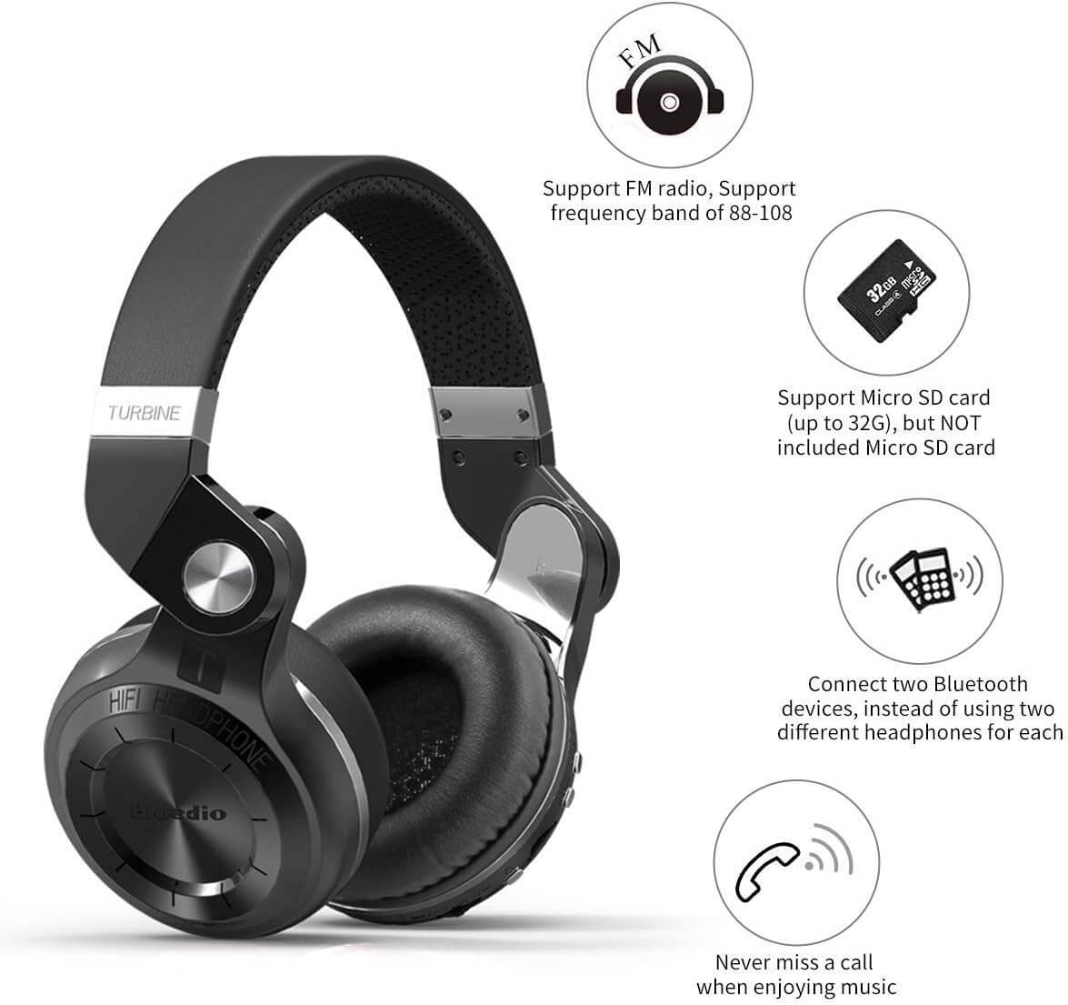 Audífono Bluetooth Bluedio T2+