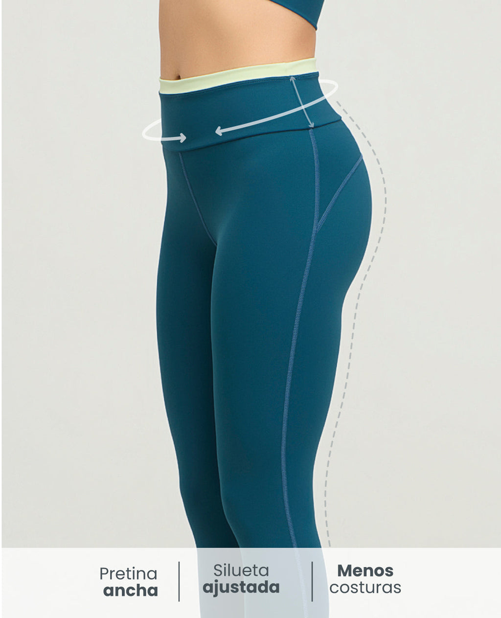 Leggins deportivos azules St Even con pretina ancha de talle alto y silueta ajustada para mujer.