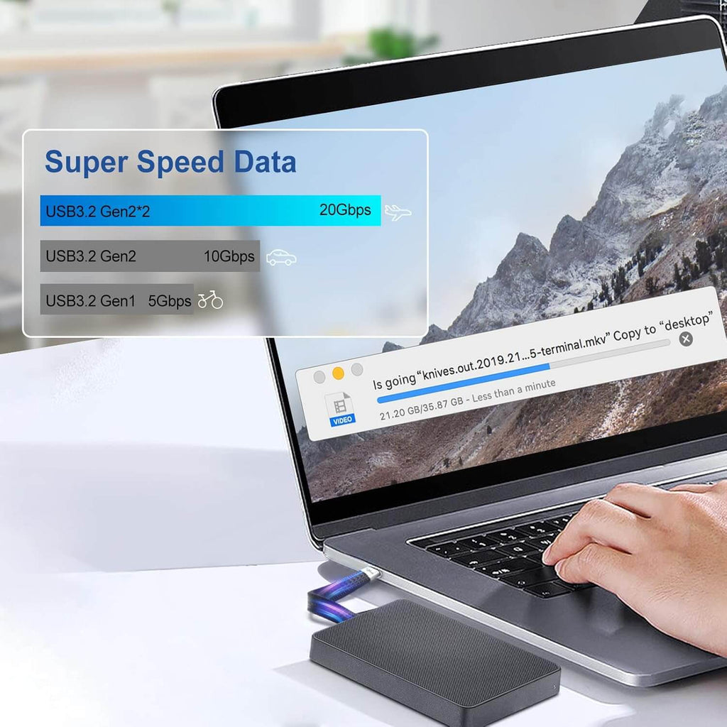 Cable USB-C Corto 5'' Carga Rápida Y Datos PD De 100 W 20Gbps