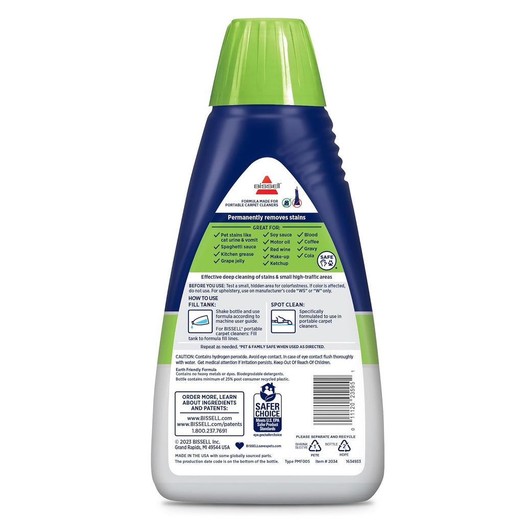 Fórmula Bissell PET PRO OXY 32 oz Para Manchas Difíciles