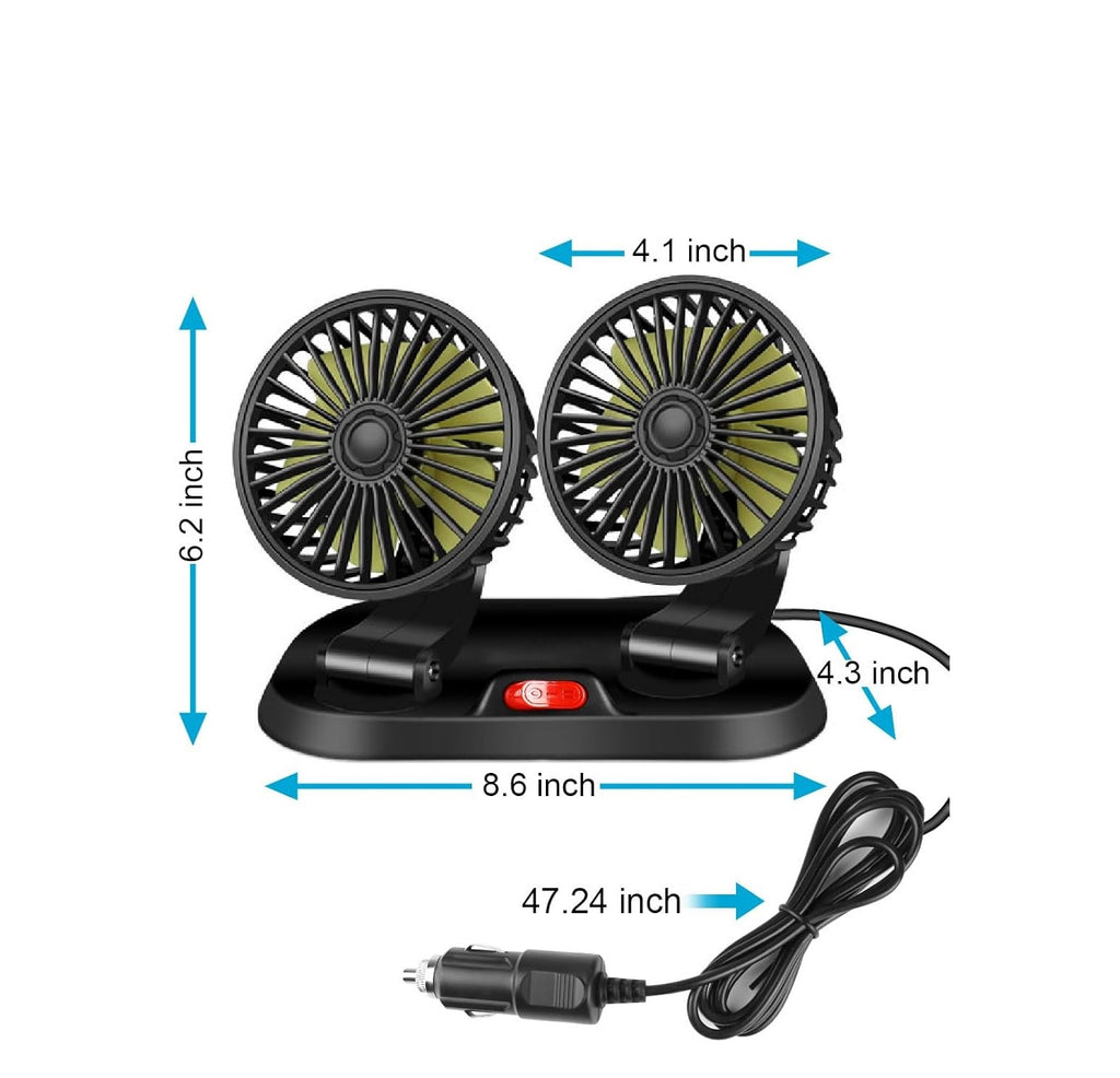 Abanico 2 En 1 Para Carro 12V 360°