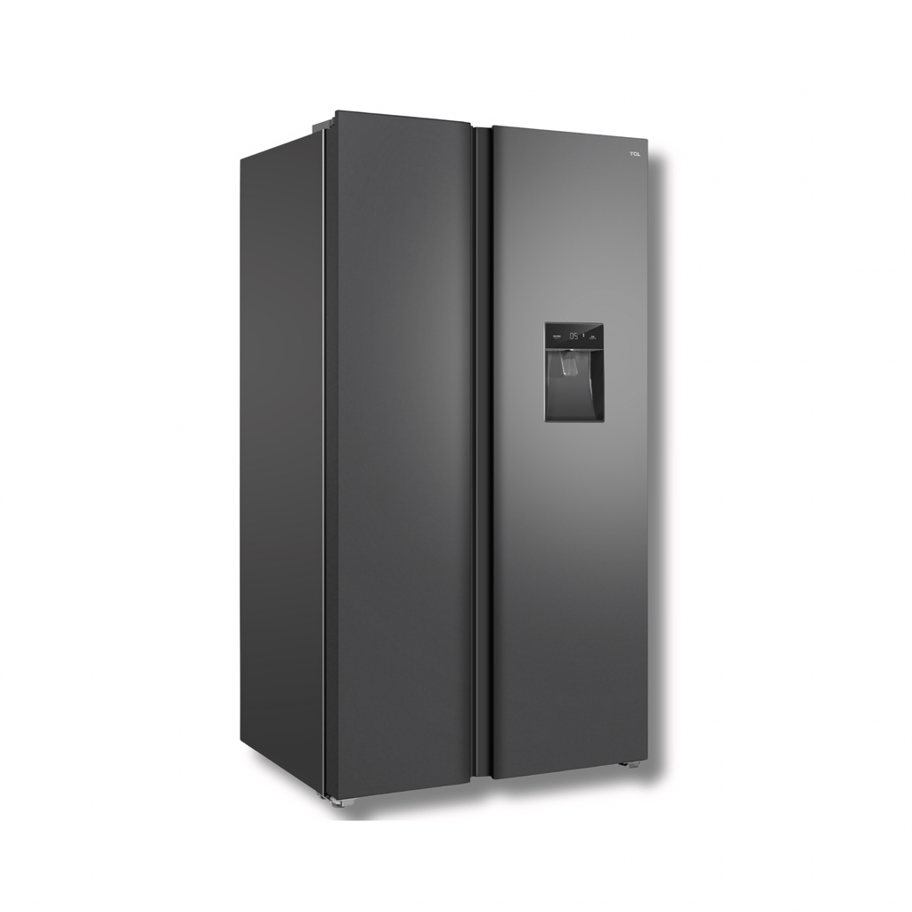 Nevera Side by Side TCL P650SBC 23 Pies Cúbicos Inverter Dispensador Agua Gris Oscuro