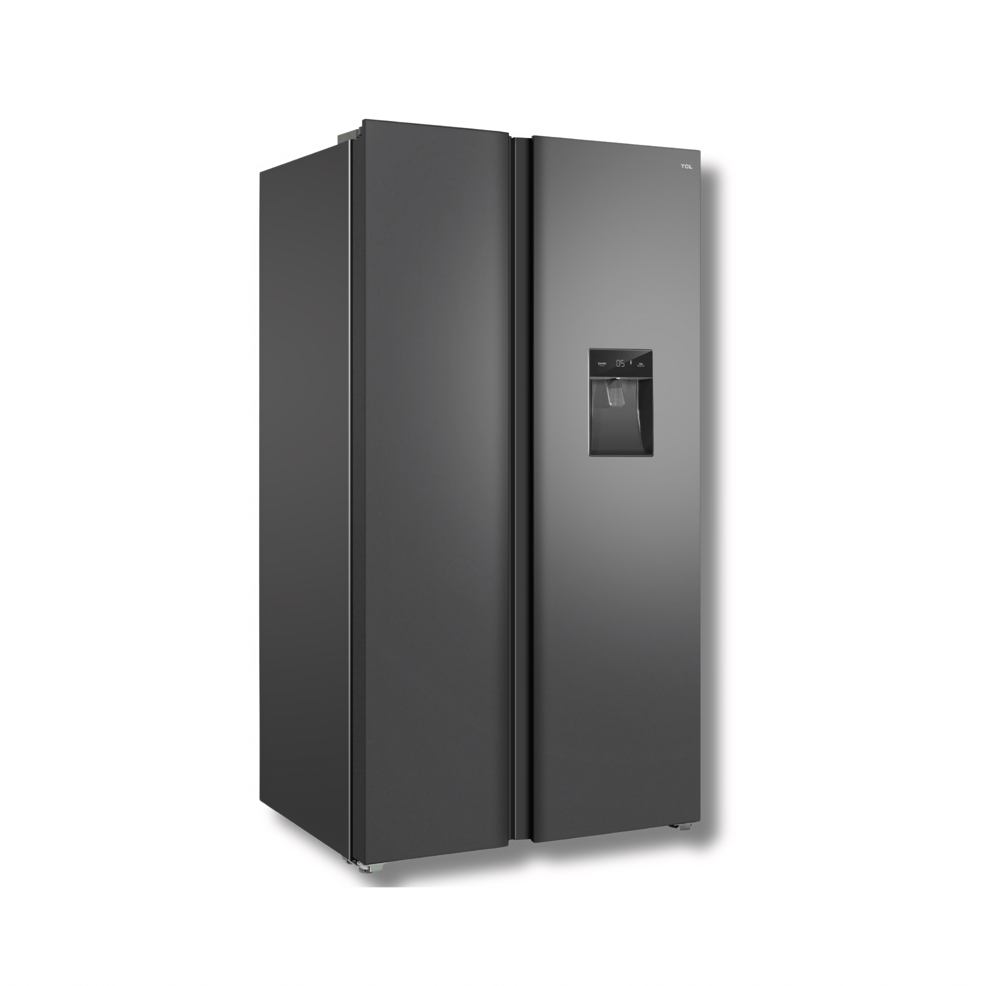Nevera Side by Side TCL P650SBC 23 Pies Cúbicos Inverter Dispensador Agua Gris Oscuro