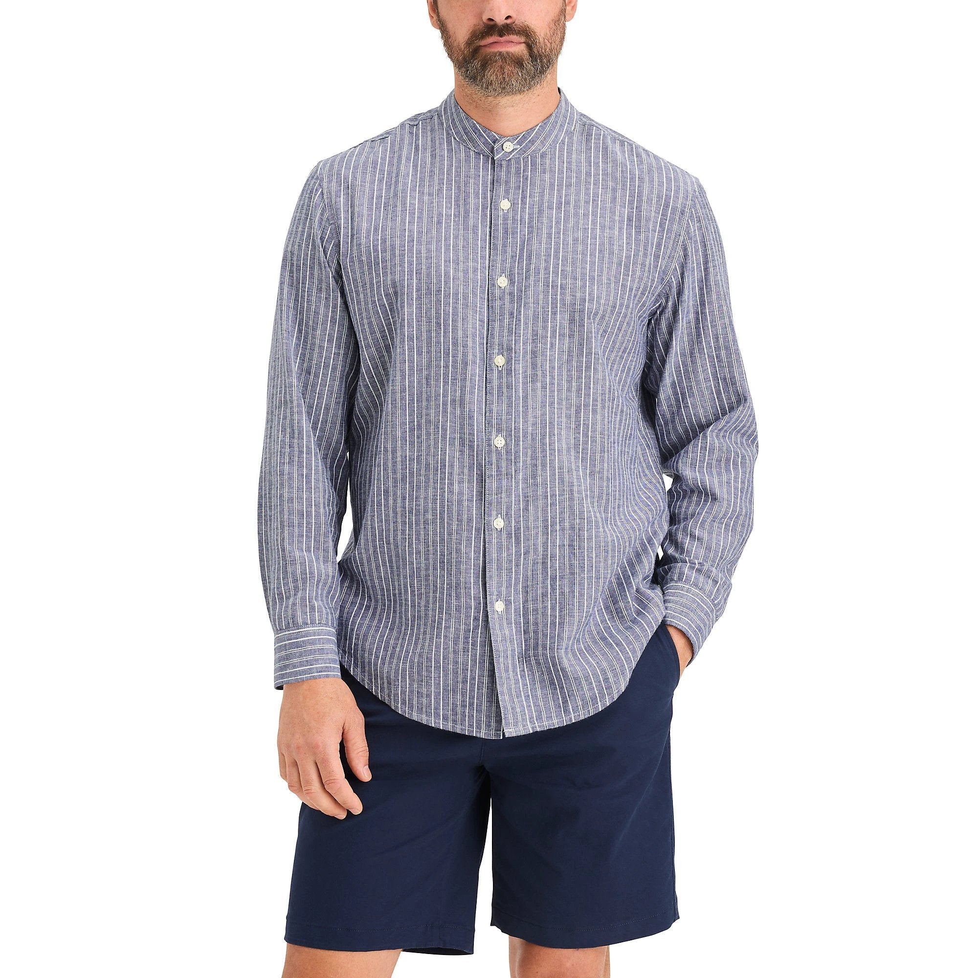 Camisa Dockers Mangas Largas Rayas Cuello Chino Para Caballeros by Dockers