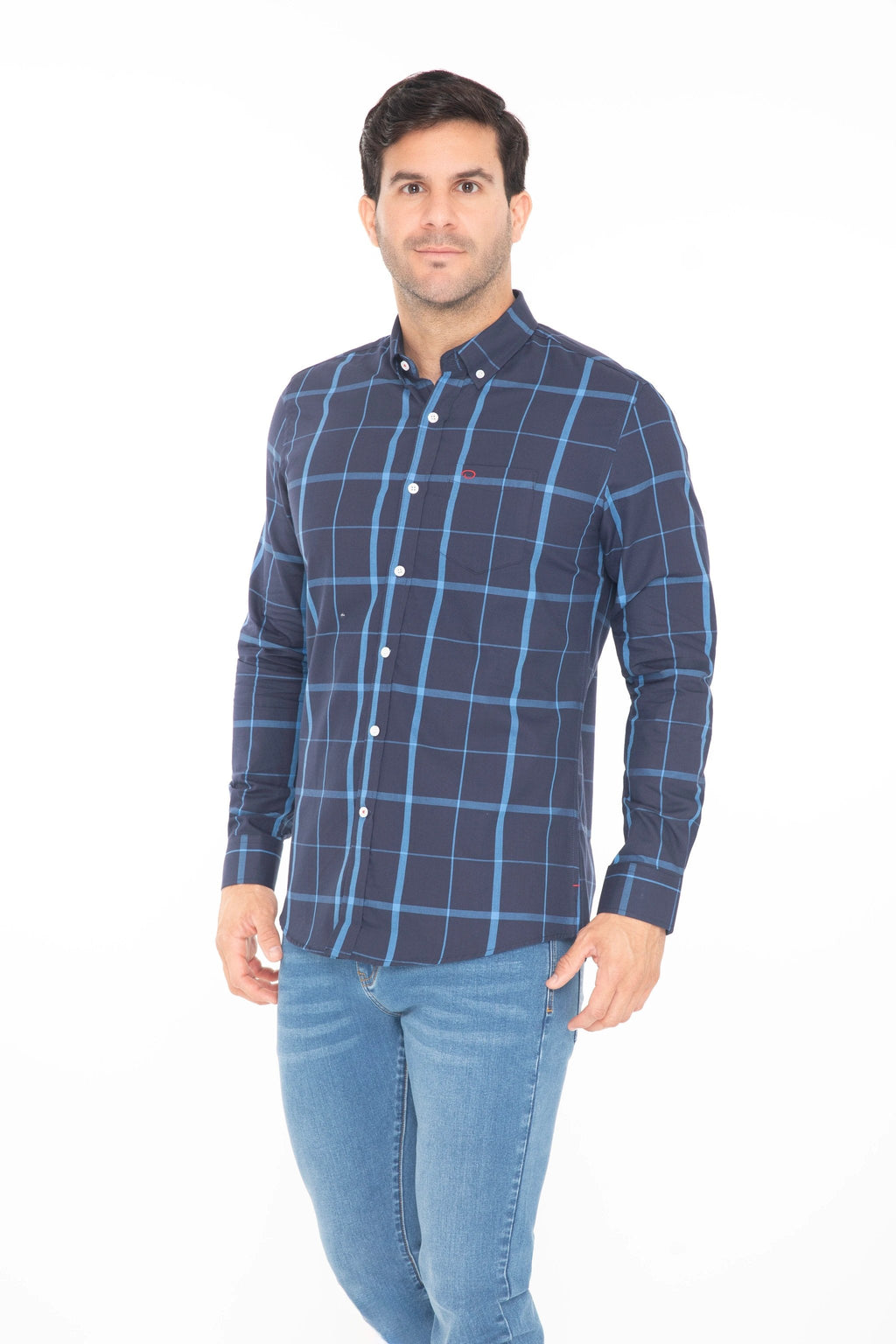 Camisa Oscar Mangas Larga Cuadros P/ Caballeros by Oscar De La Renta