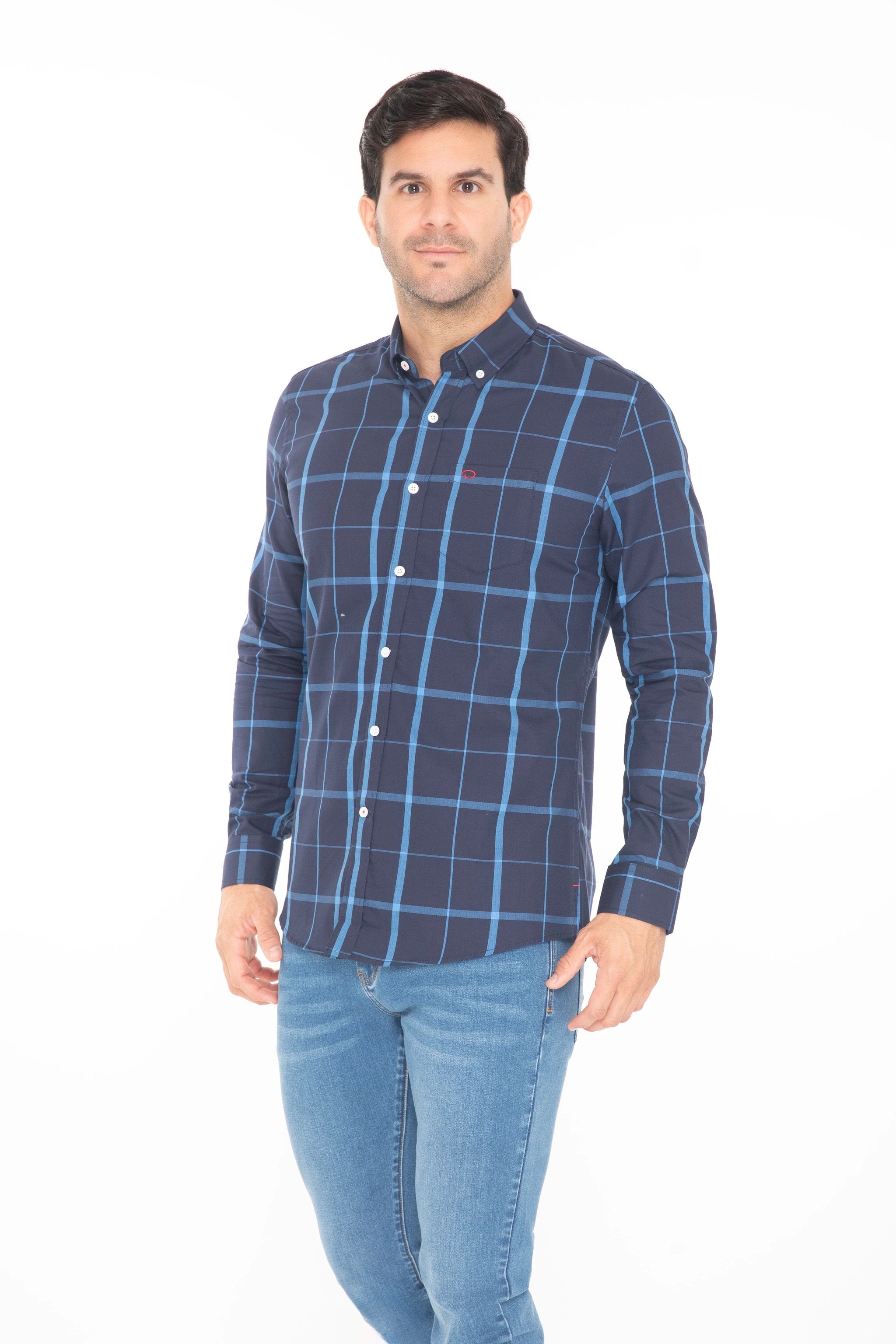 Camisa Oscar Mangas Larga Cuadros P/ Caballeros by Oscar De La Renta