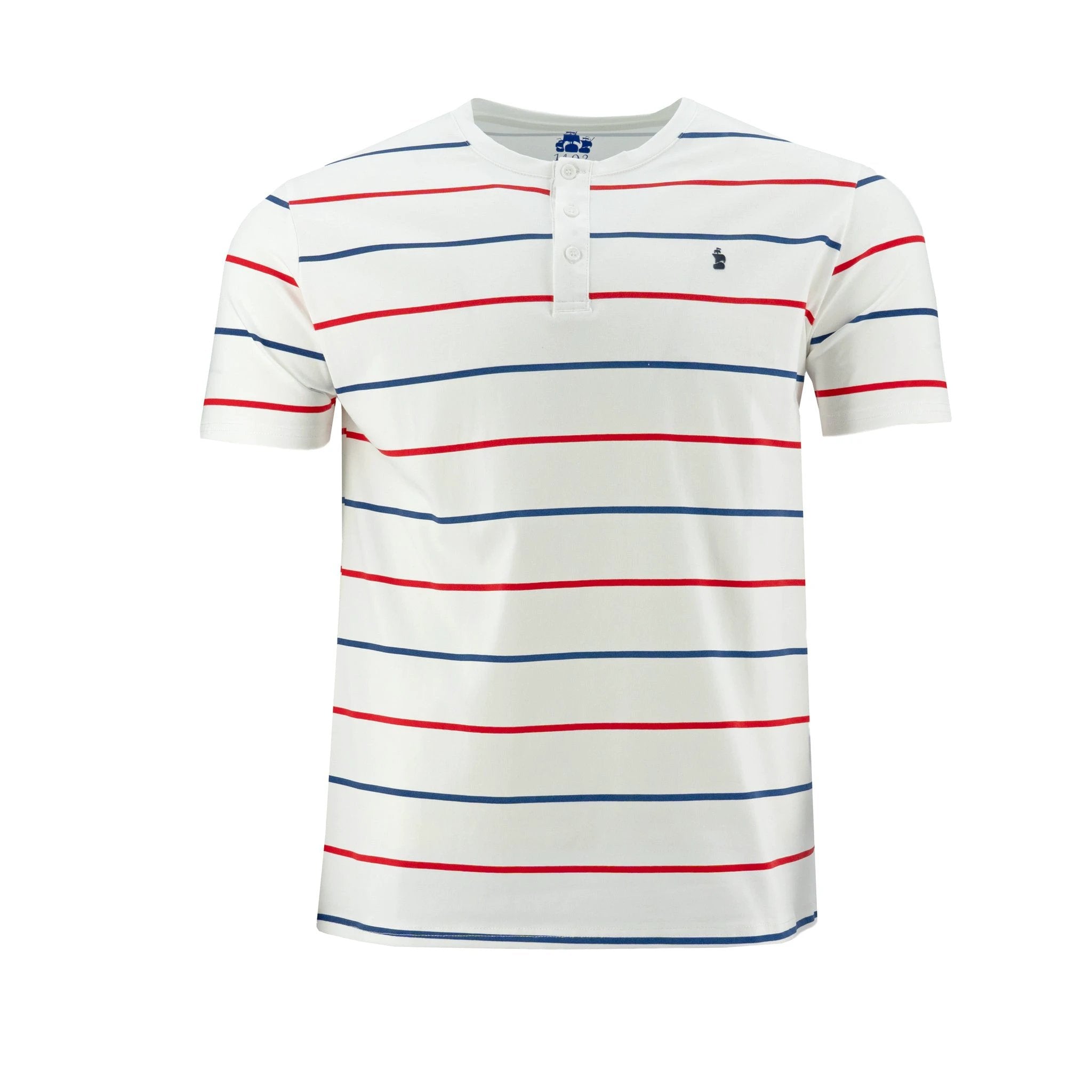 Camiseta 1492 Mangas Cortas Cuello Henley Rayas Para Niños by 1492