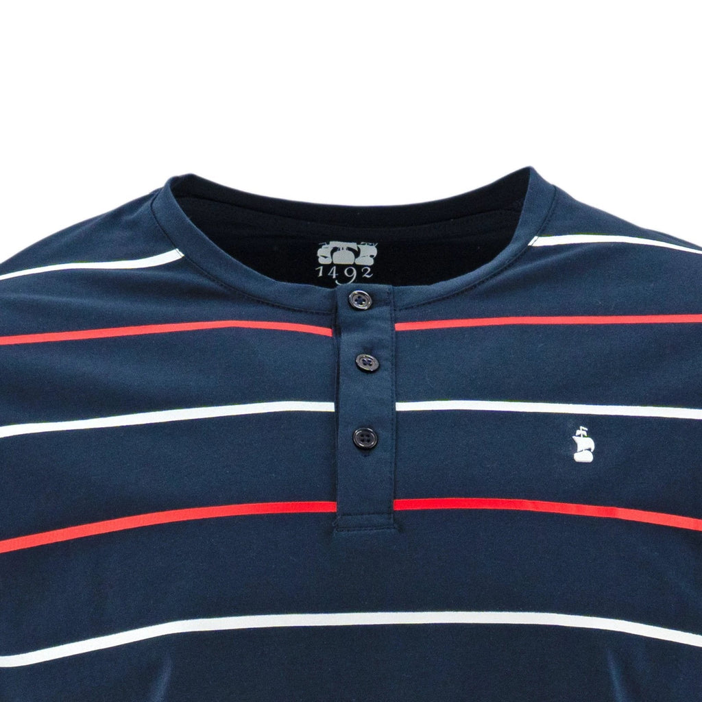Camiseta 1492 Mangas Cortas Cuello Henley Rayas Para Niños by 1492