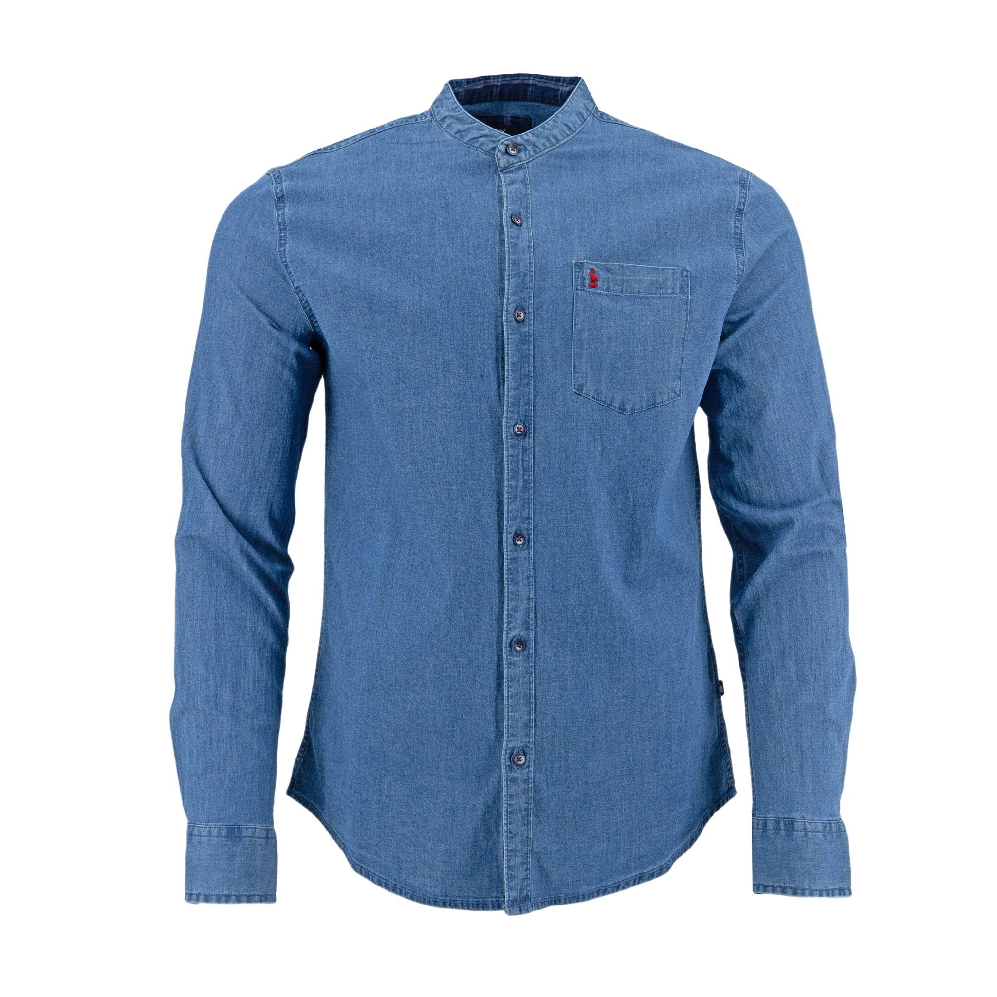 Camisa 1492 Mangas Largas Lisa Cuello Chino P/ Caballeros by 1492