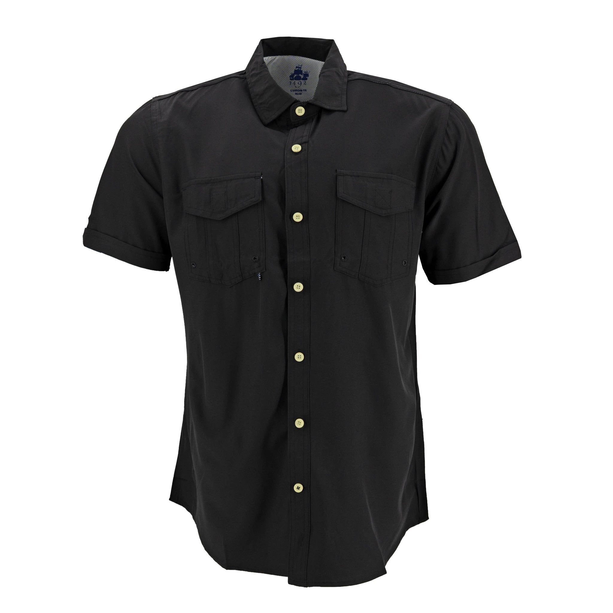 Camisa 1492 Mangas Cortas Lisa 2 Bolsillos Para Caballeros by 1492