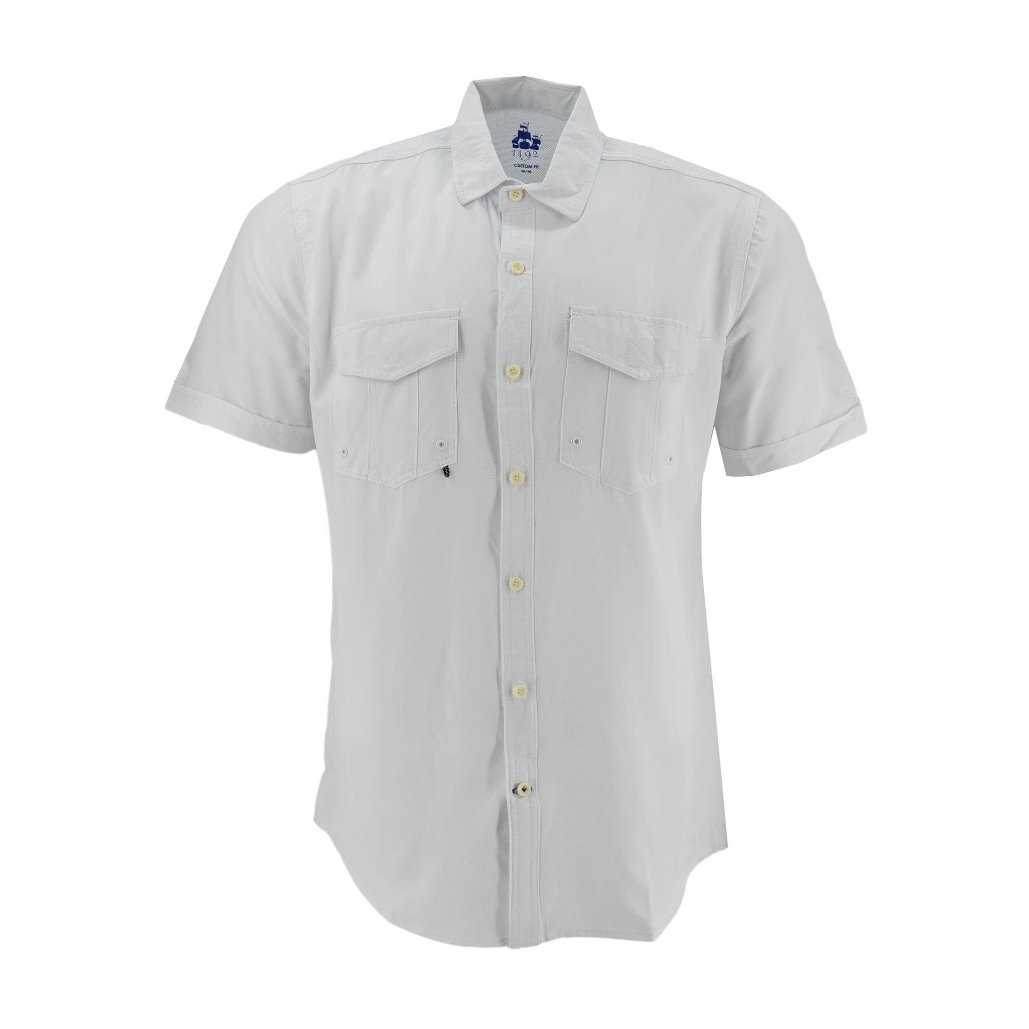 Camisa 1492 Mangas Cortas Lisa 2 Bolsillos Para Caballeros by 1492