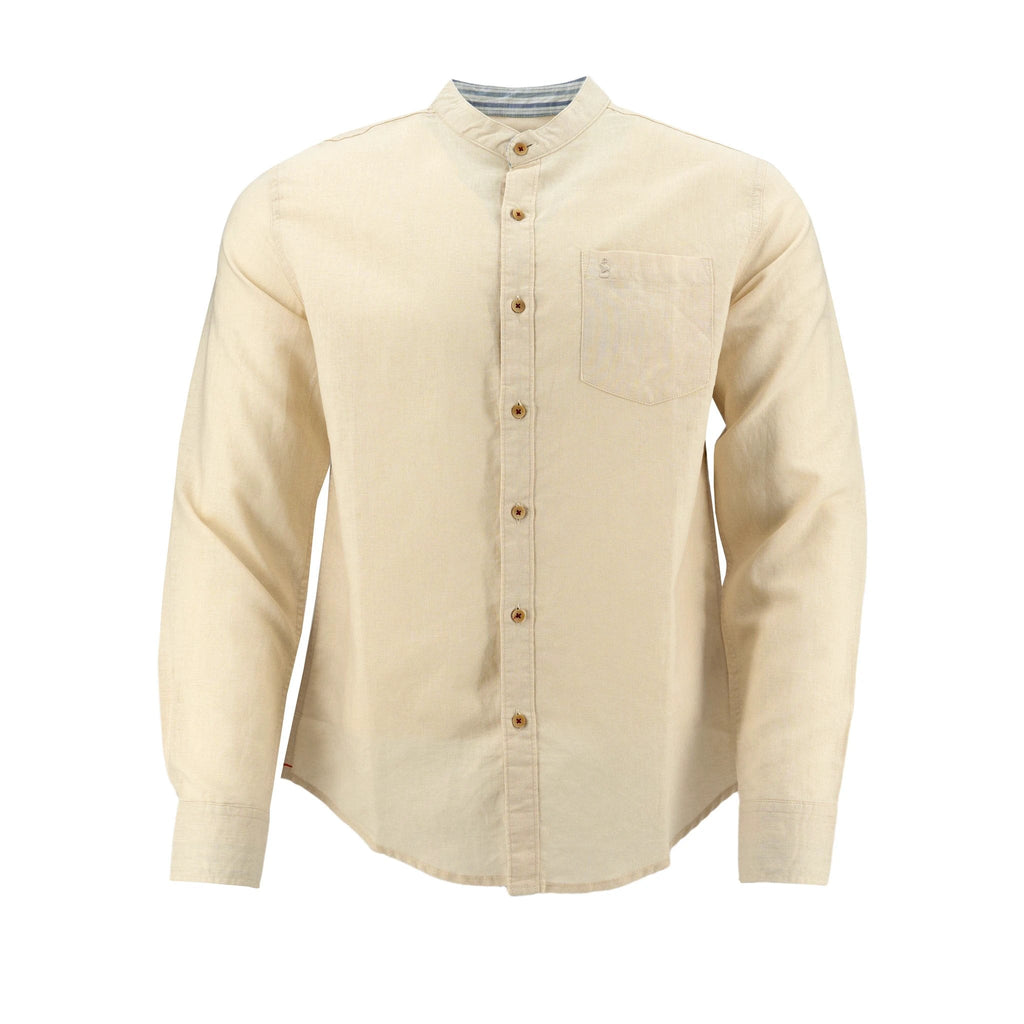Camisa 1492 Mangas Largas Lisa Cuello Chino P/ Caballeros by 1492