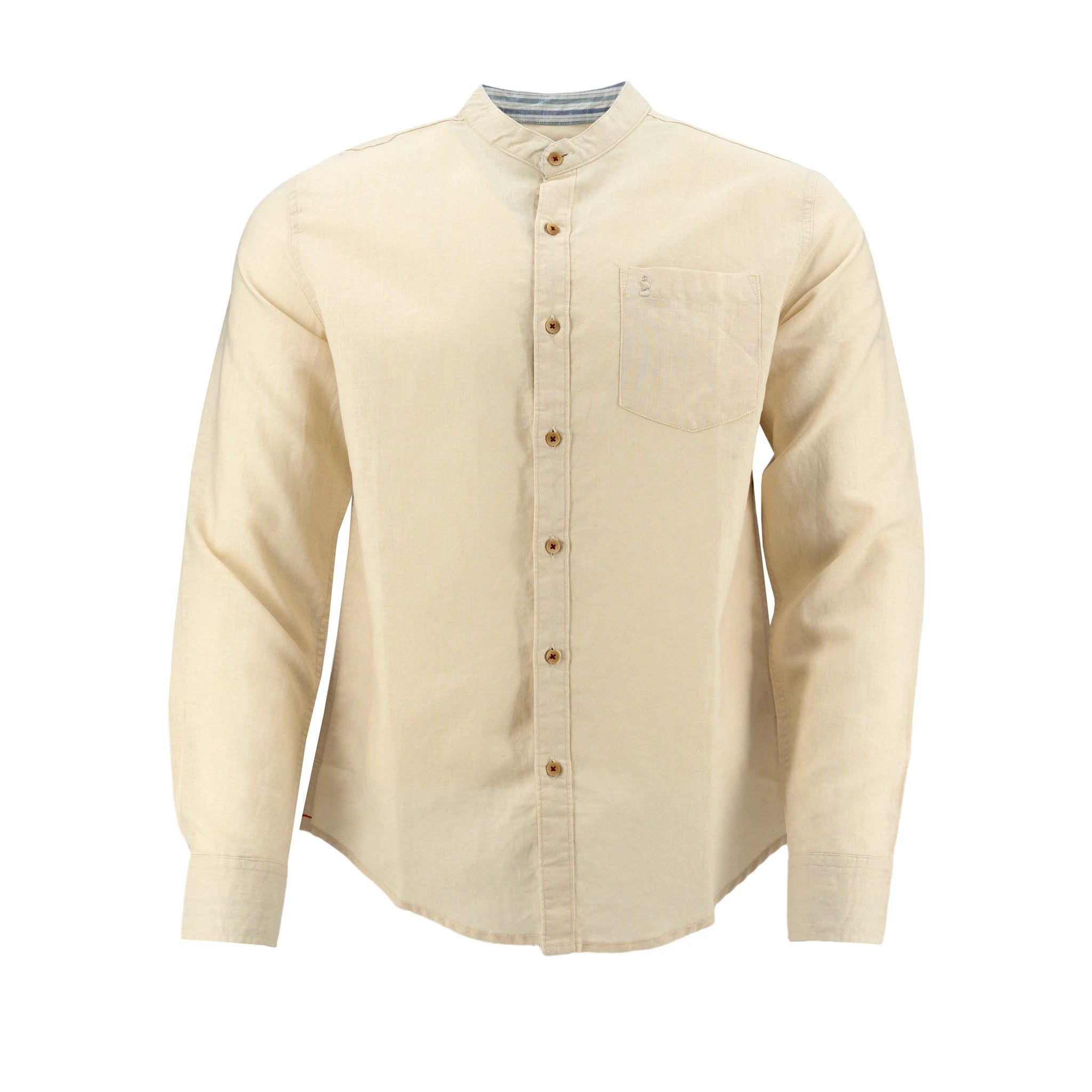 Camisa 1492 Mangas Largas Lisa Cuello Chino P/ Caballeros by 1492