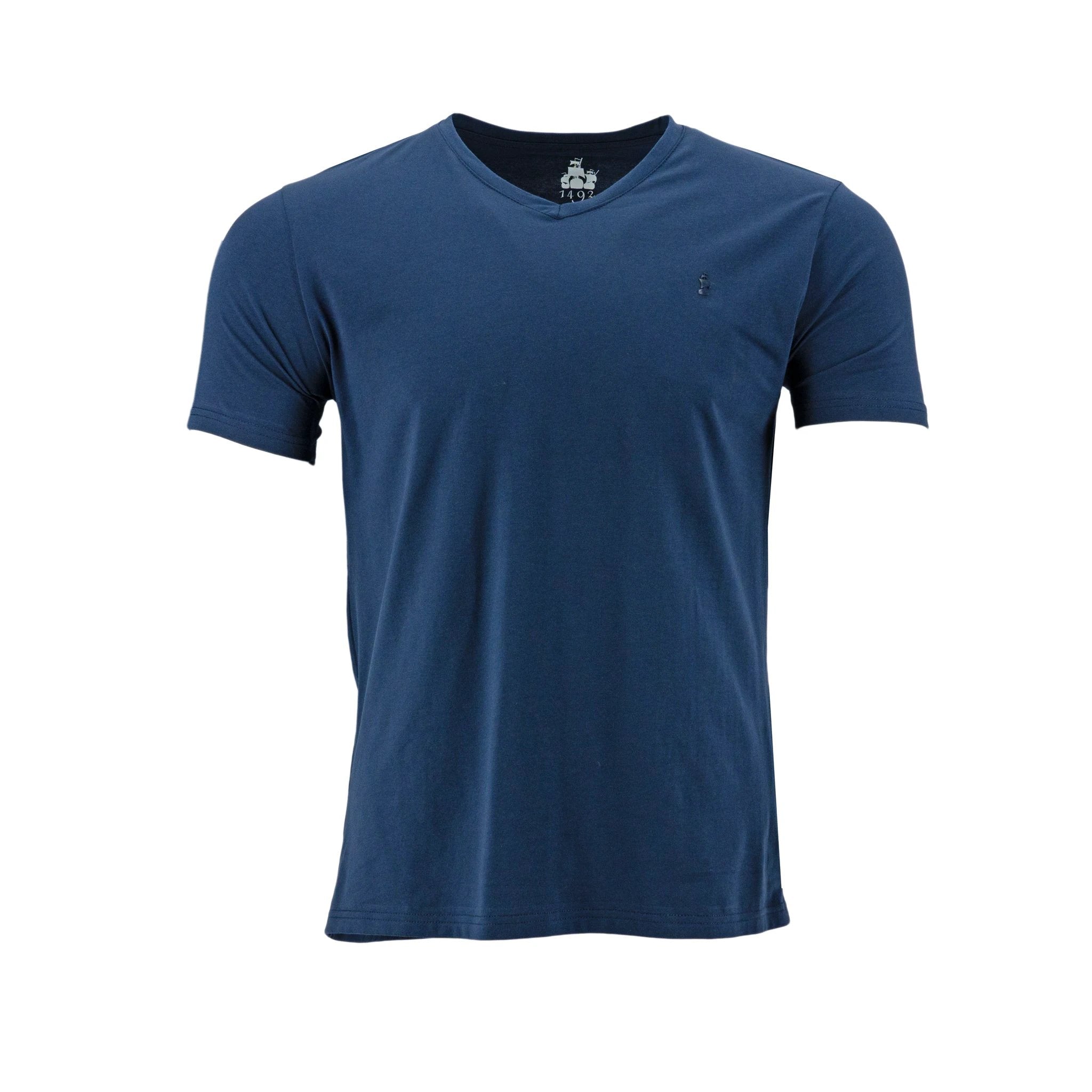 Camiseta 1492 Mangas Cortas Liso Cuello V Para Caballeros by 1492