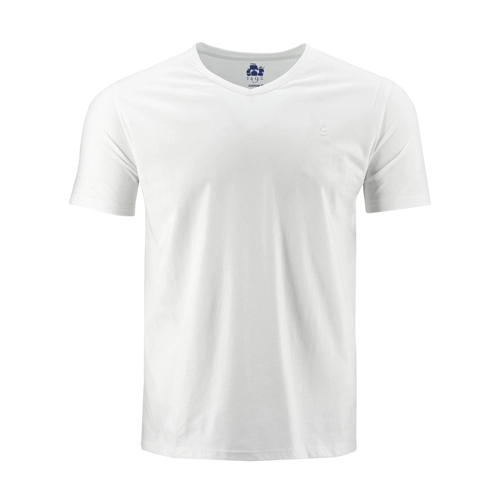 Camiseta 1492 Mangas Cortas Liso Cuello V Para Caballeros by 1492