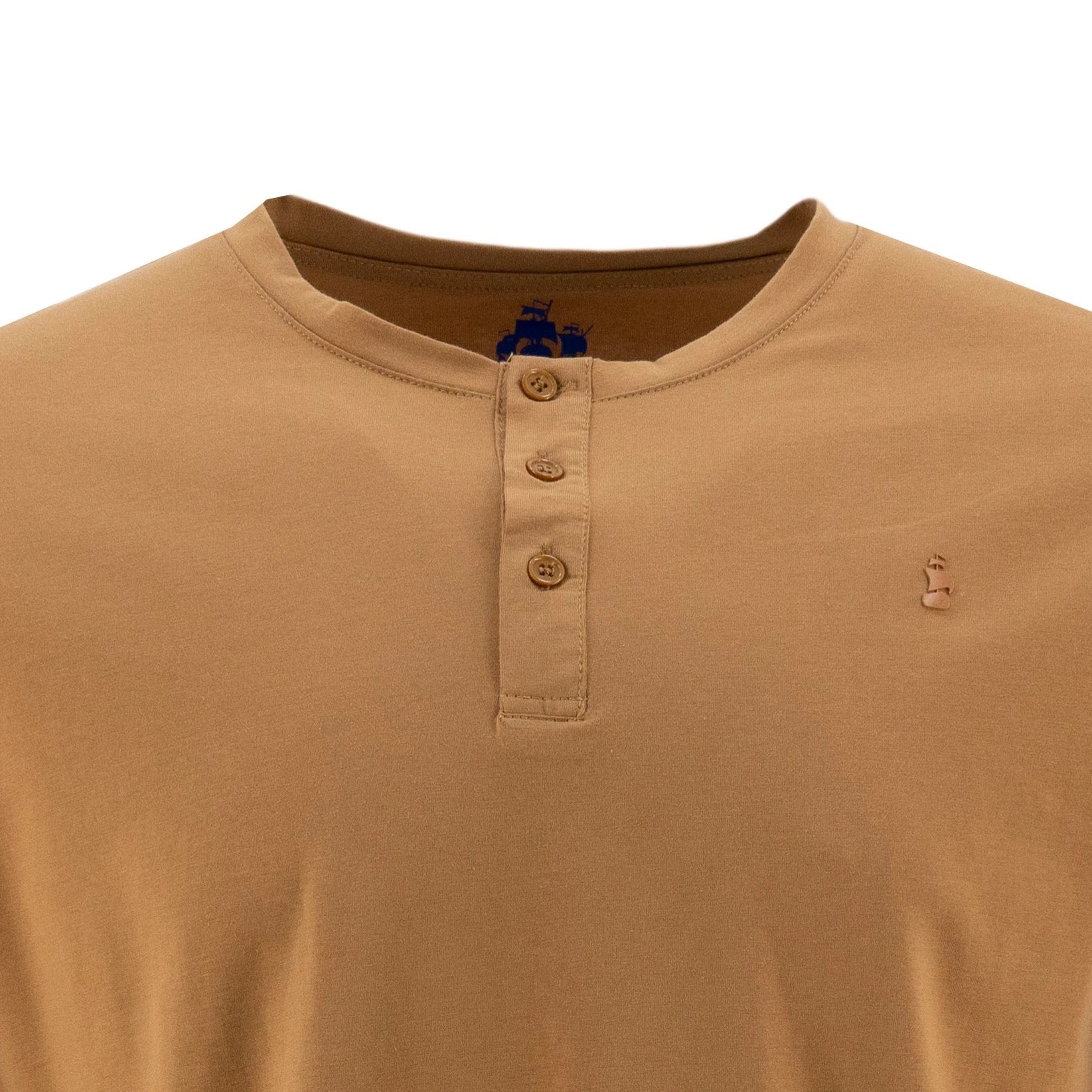 Camiseta 1492 Mangas Cortas Cuello Henley Lisa Para Caballeros by 1492