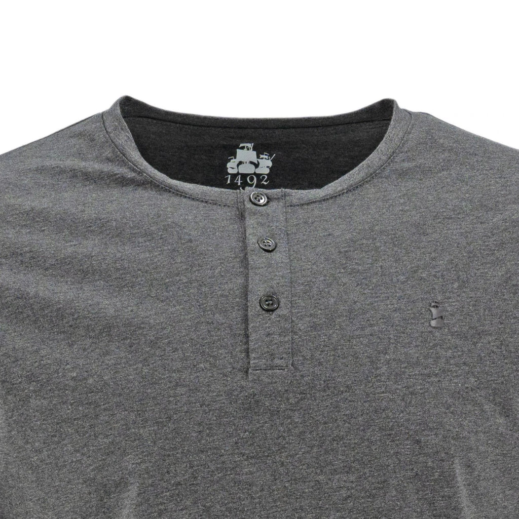 Camiseta 1492 Mangas Cortas Cuello Henley Lisa Para Caballeros by 1492