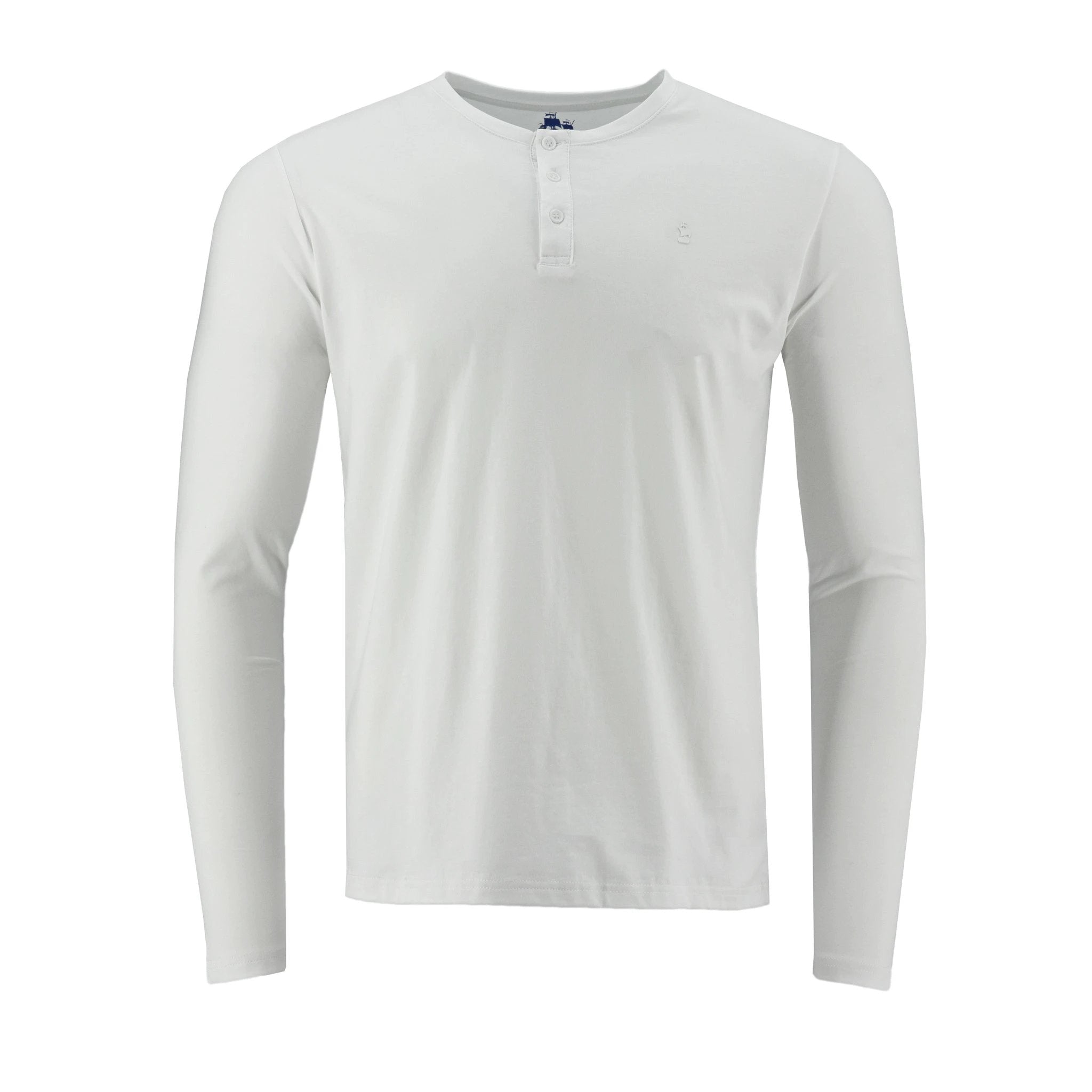 Camiseta 1492 Mangas Largas Cuello Henley Lisa Para Caballeros by 1492