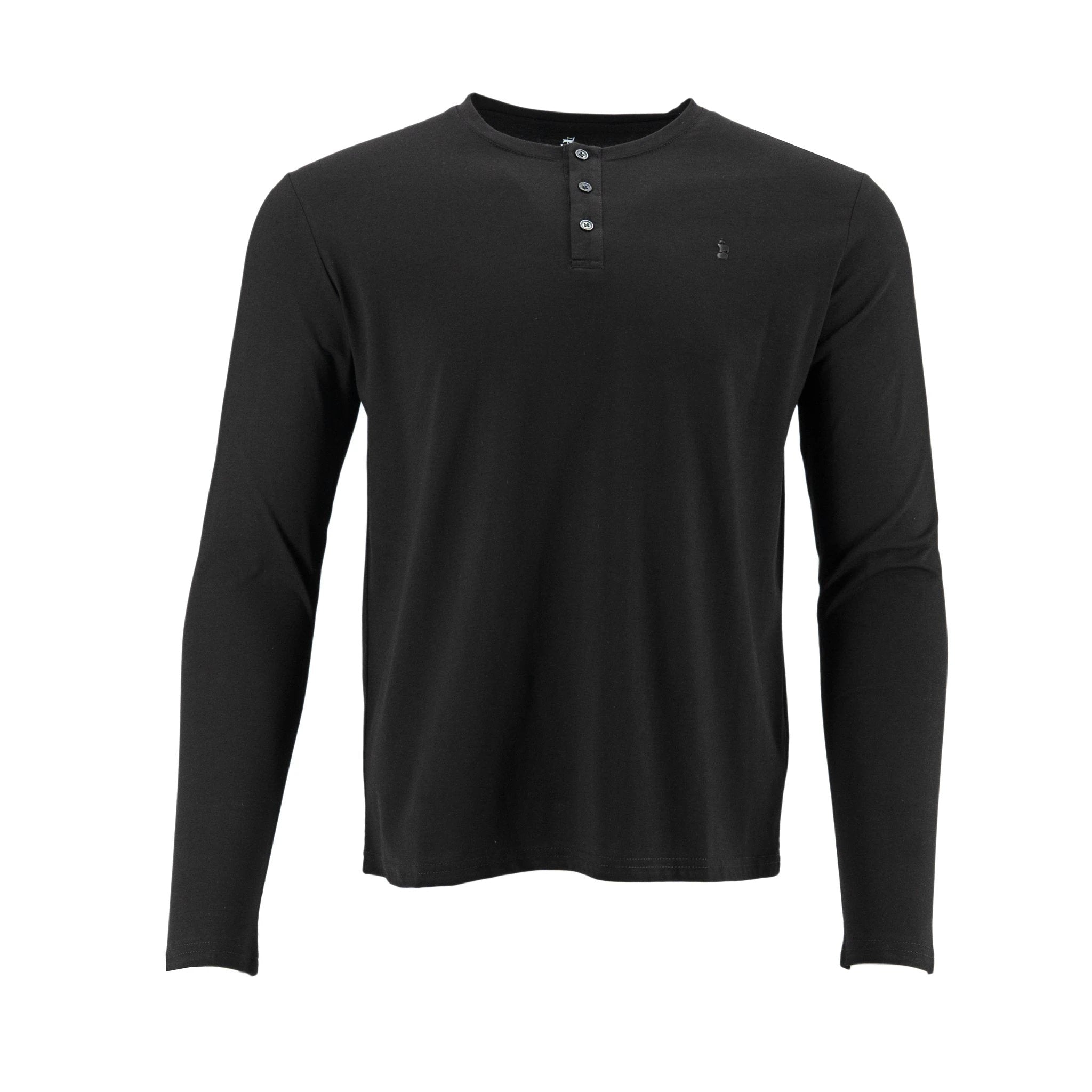 Camiseta 1492 Mangas Largas Cuello Henley Lisa Para Caballeros by 1492