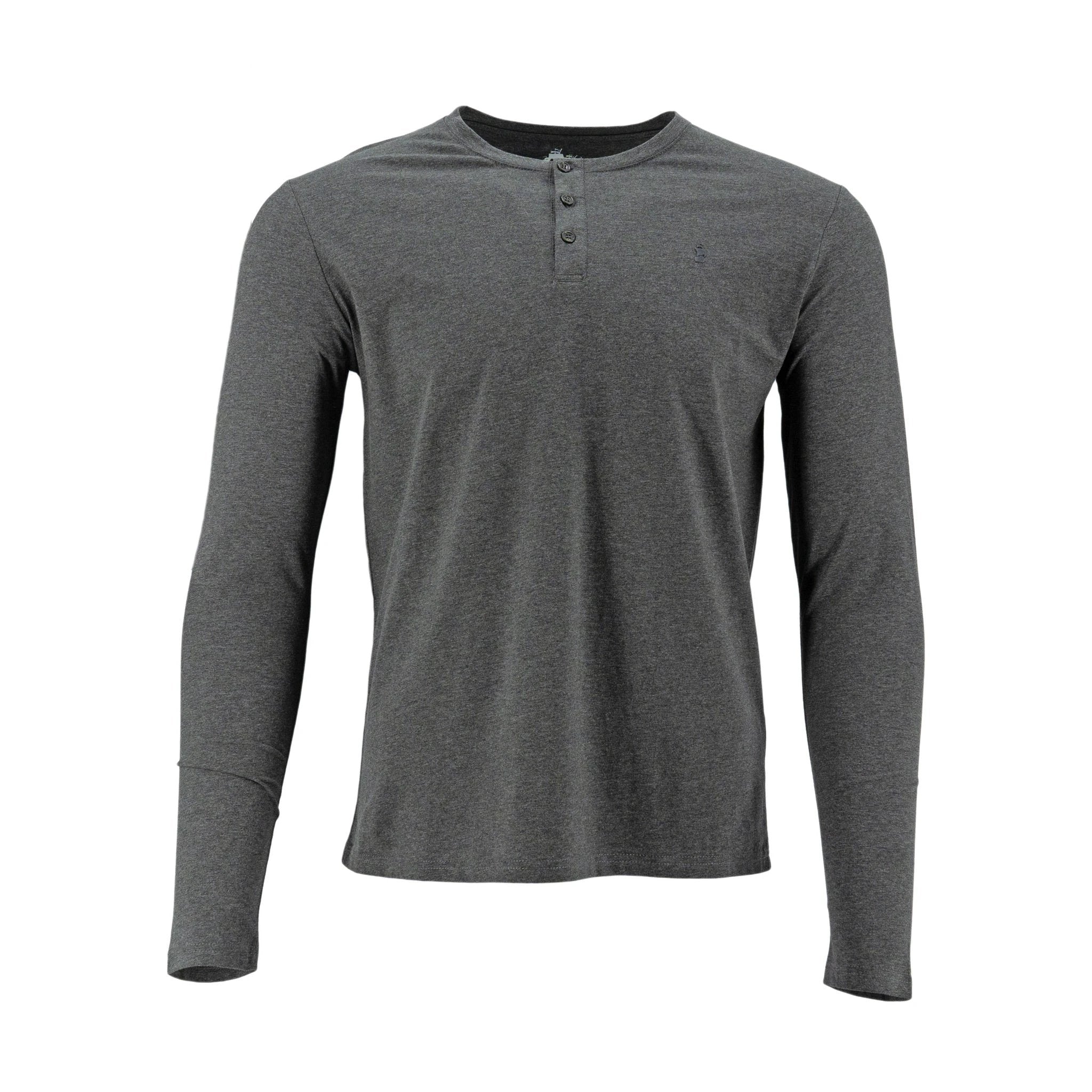 Camiseta 1492 Mangas Largas Cuello Henley Lisa Para Caballeros by 1492