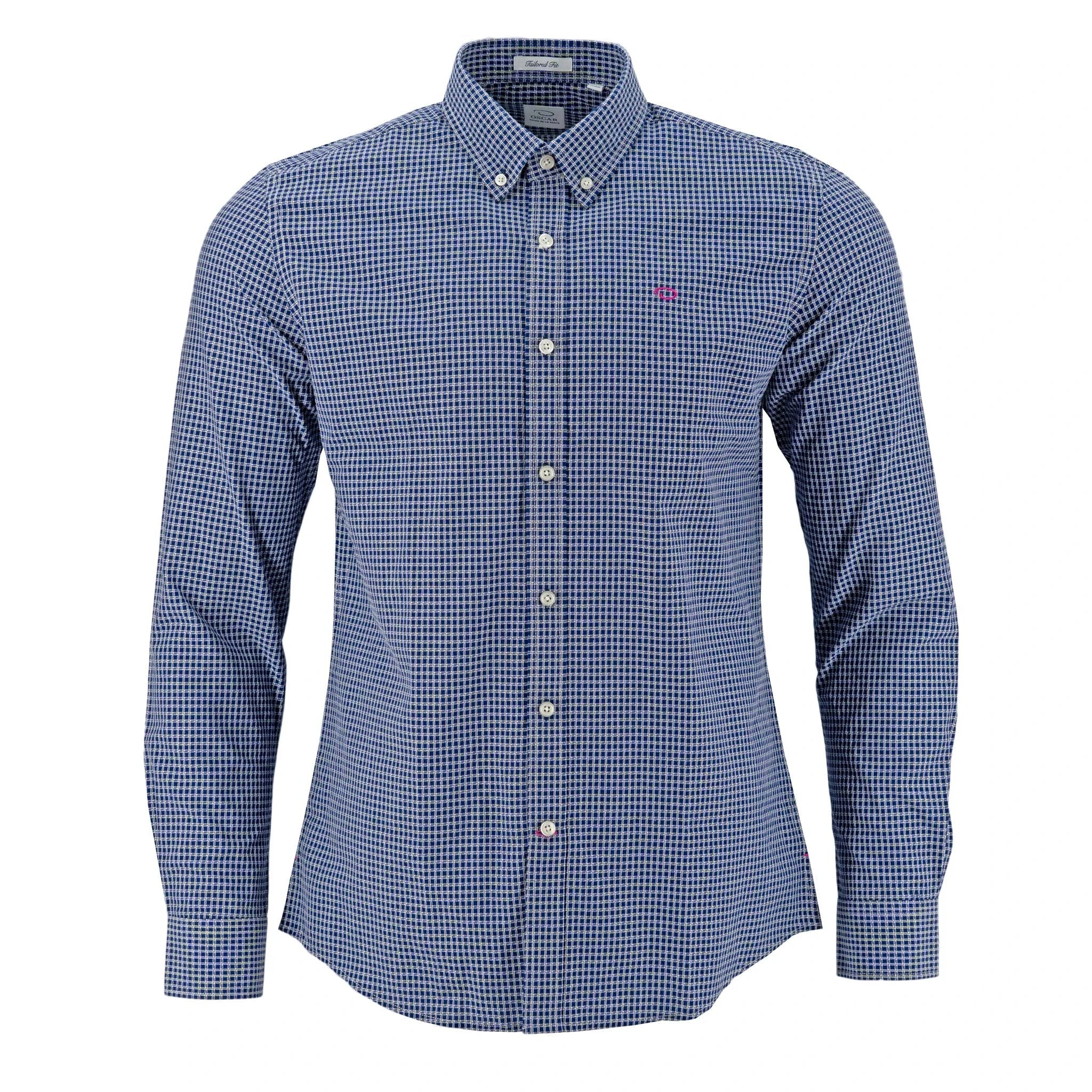 Camisa Oscar De La Renta Mangas Largas Cuadros Brocada Para Caballeros by Oscar De La Renta