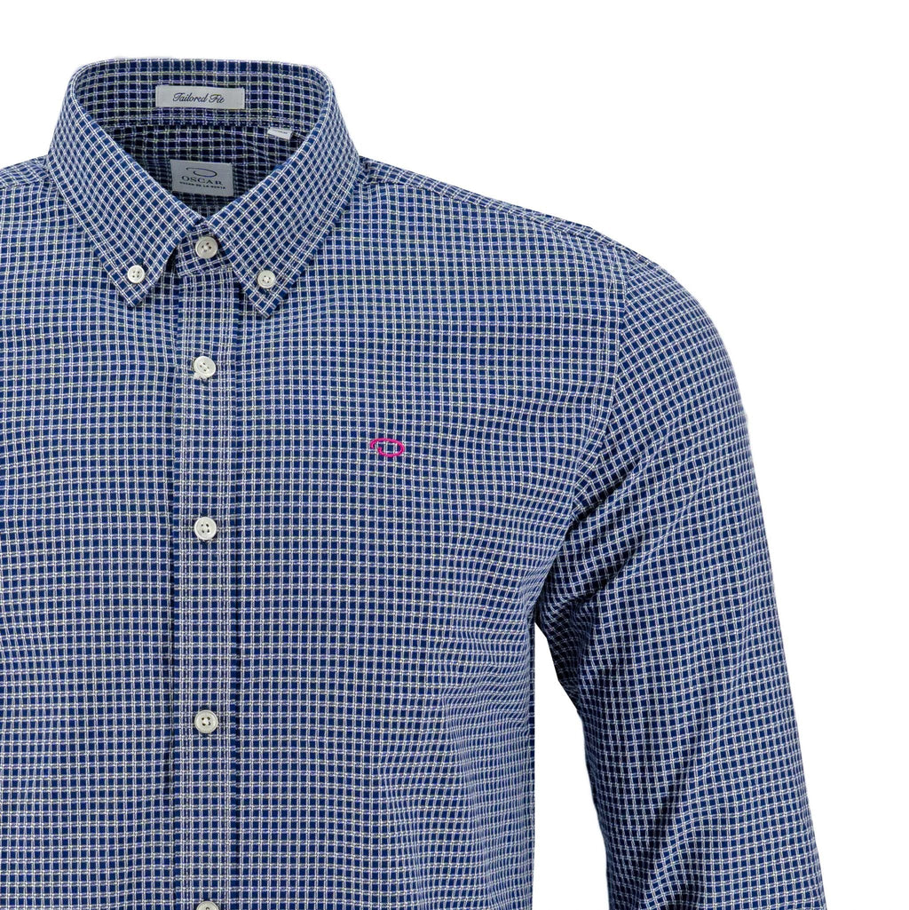 Camisa Oscar De La Renta Mangas Largas Cuadros Brocada Para Caballeros by Oscar De La Renta