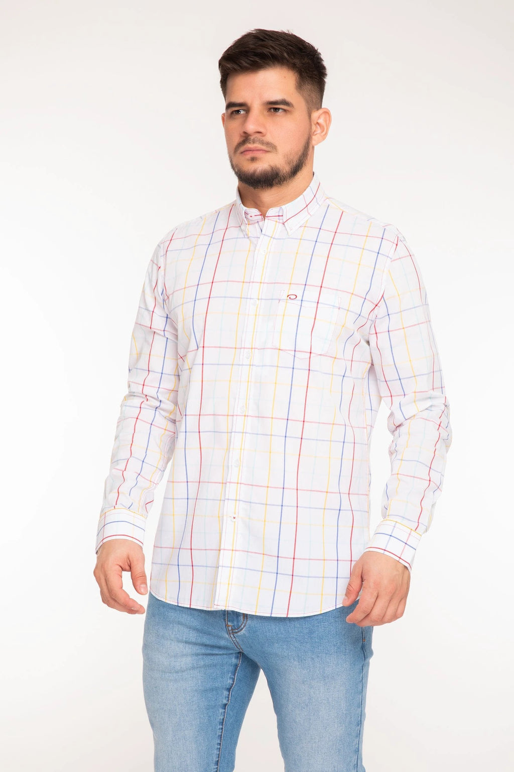 Camisa Oscar De La Renta Mangas Largas Cuadros P/ Caballeros by Oscar De La Renta