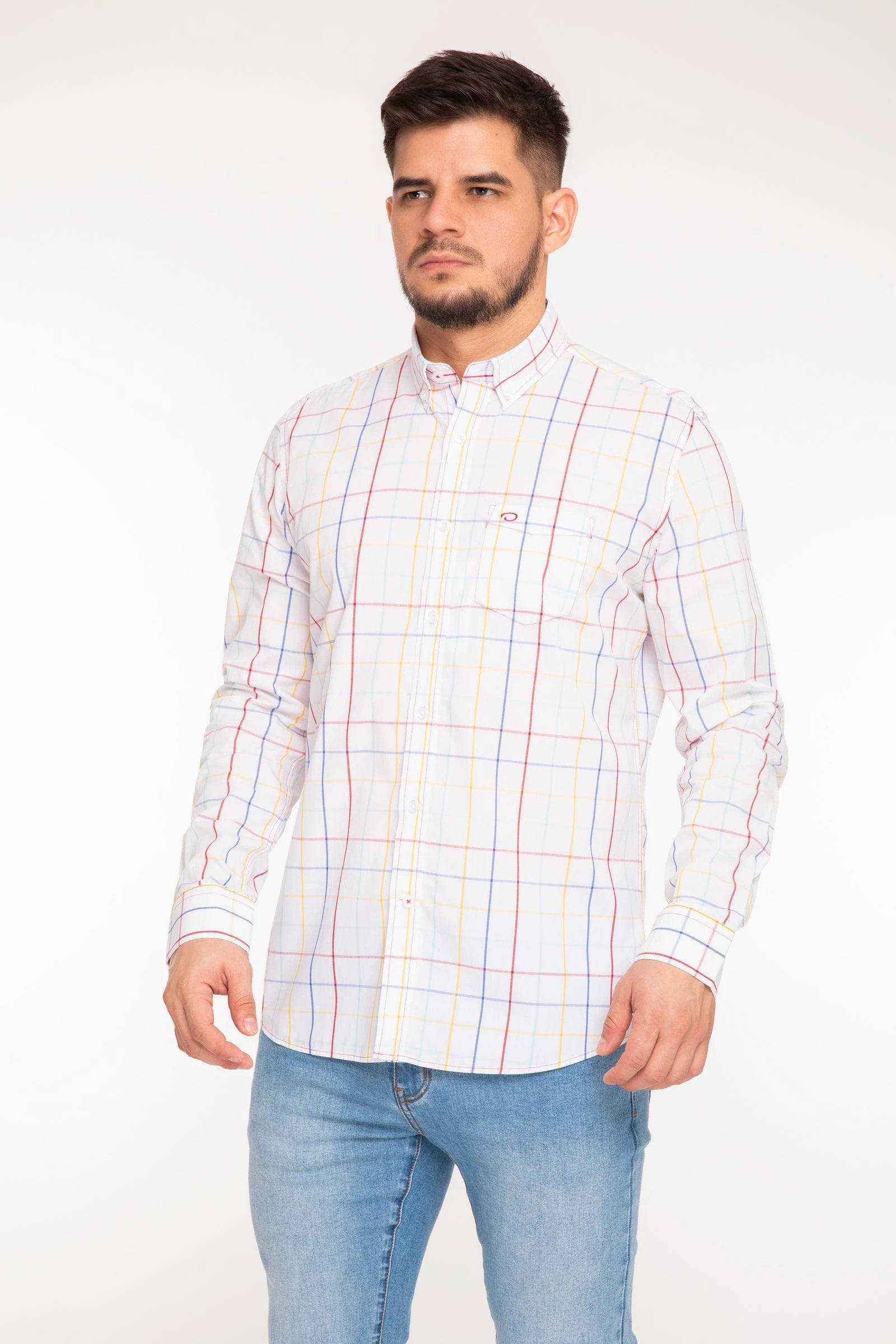 Camisa Oscar De La Renta Mangas Largas Cuadros P/ Caballeros by Oscar De La Renta