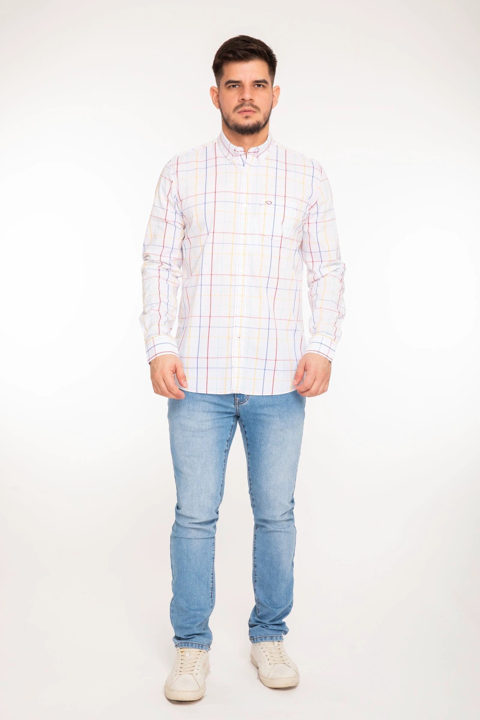 Camisa Oscar De La Renta Mangas Largas Cuadros P/ Caballeros by Oscar De La Renta