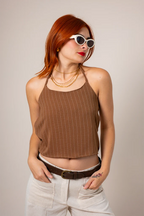 BH TOP HALTER RAYAS G-C 8218 MARRON.