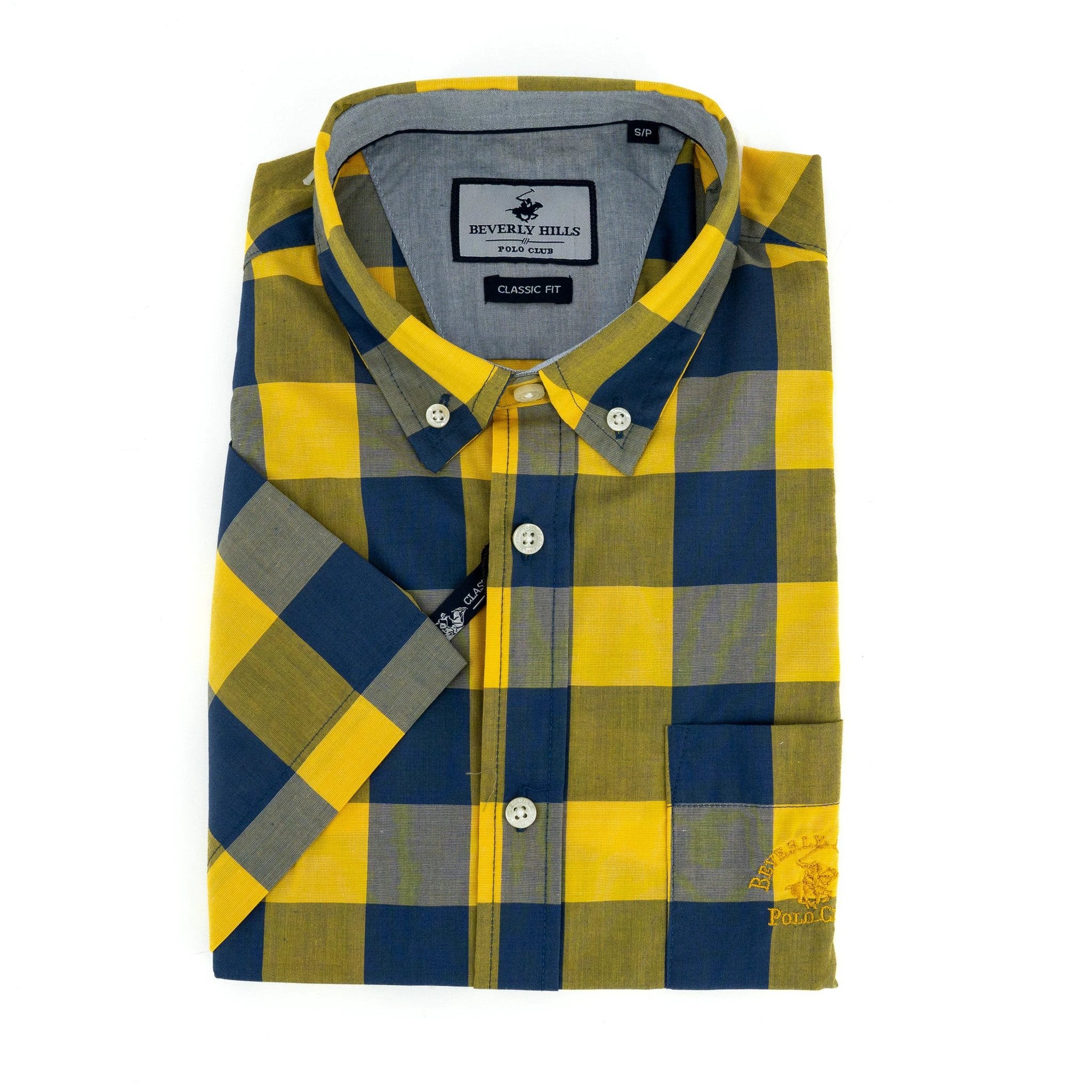 Camisa Beverly Hills Mangas Cortas Cuadros P/ Caballeros by Beverly Hills