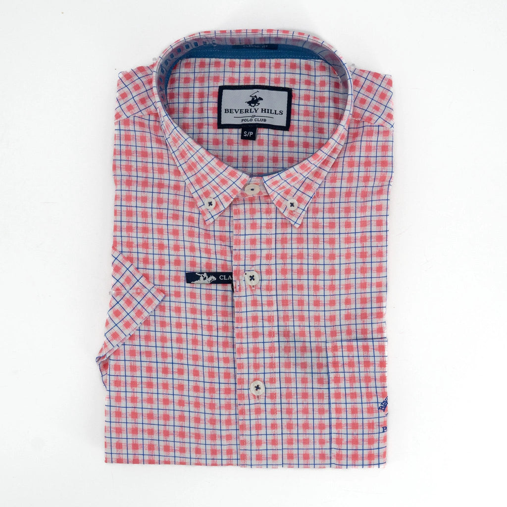 Camisa Beverly Hills Mangas Cortas Cuadros P/ Caballeros by Beverly Hills