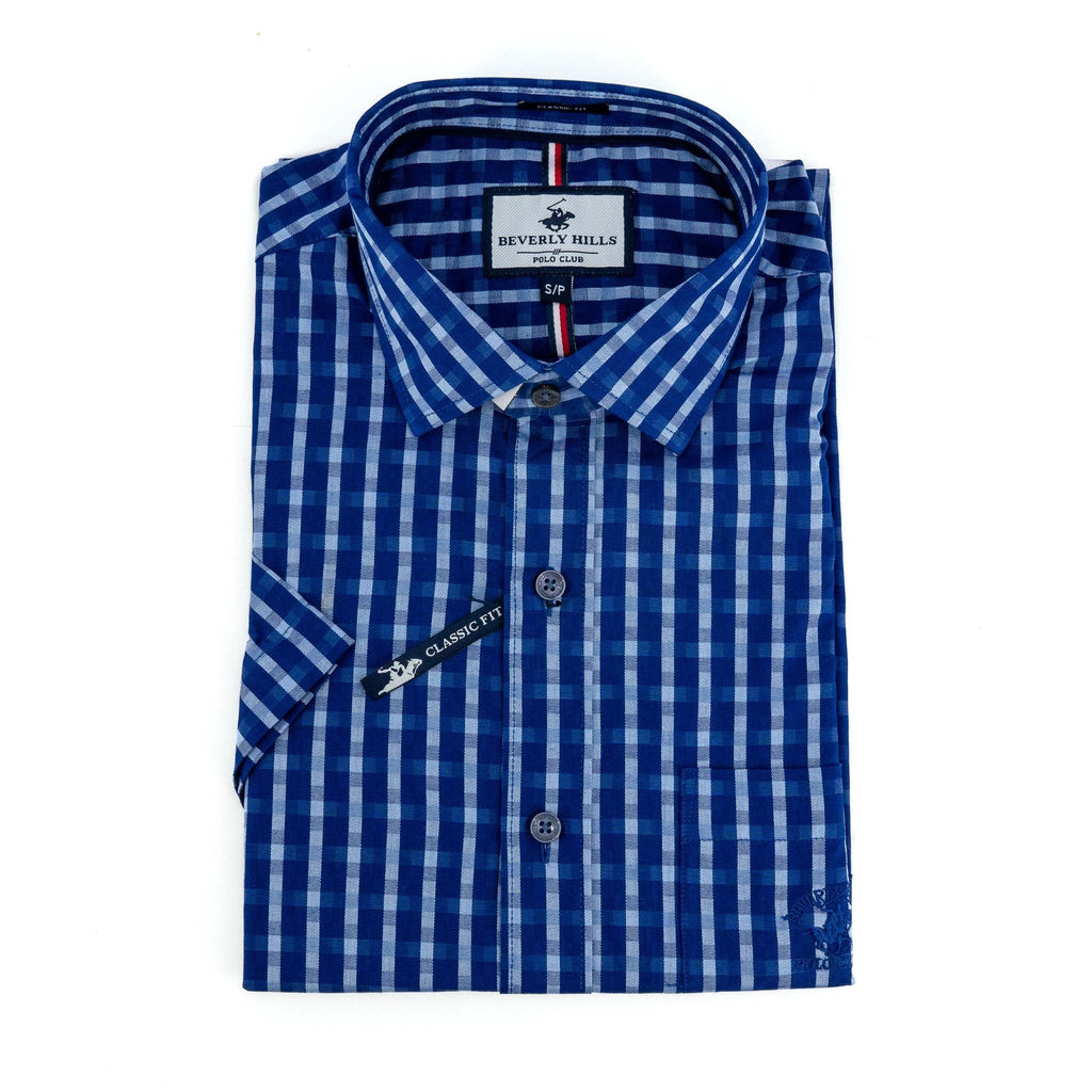 Camisa Beverly Hills Mangas Cortas Cuadros P/ Caballeros by Beverly Hills
