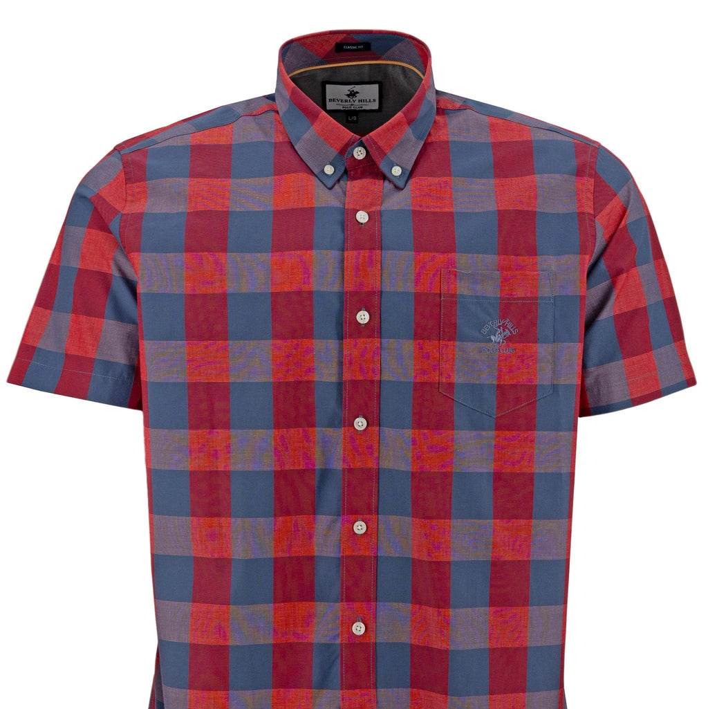 Camisa Beverly Hills Mangas Cortas Cuadros Para Caballeros by Beverly Hills