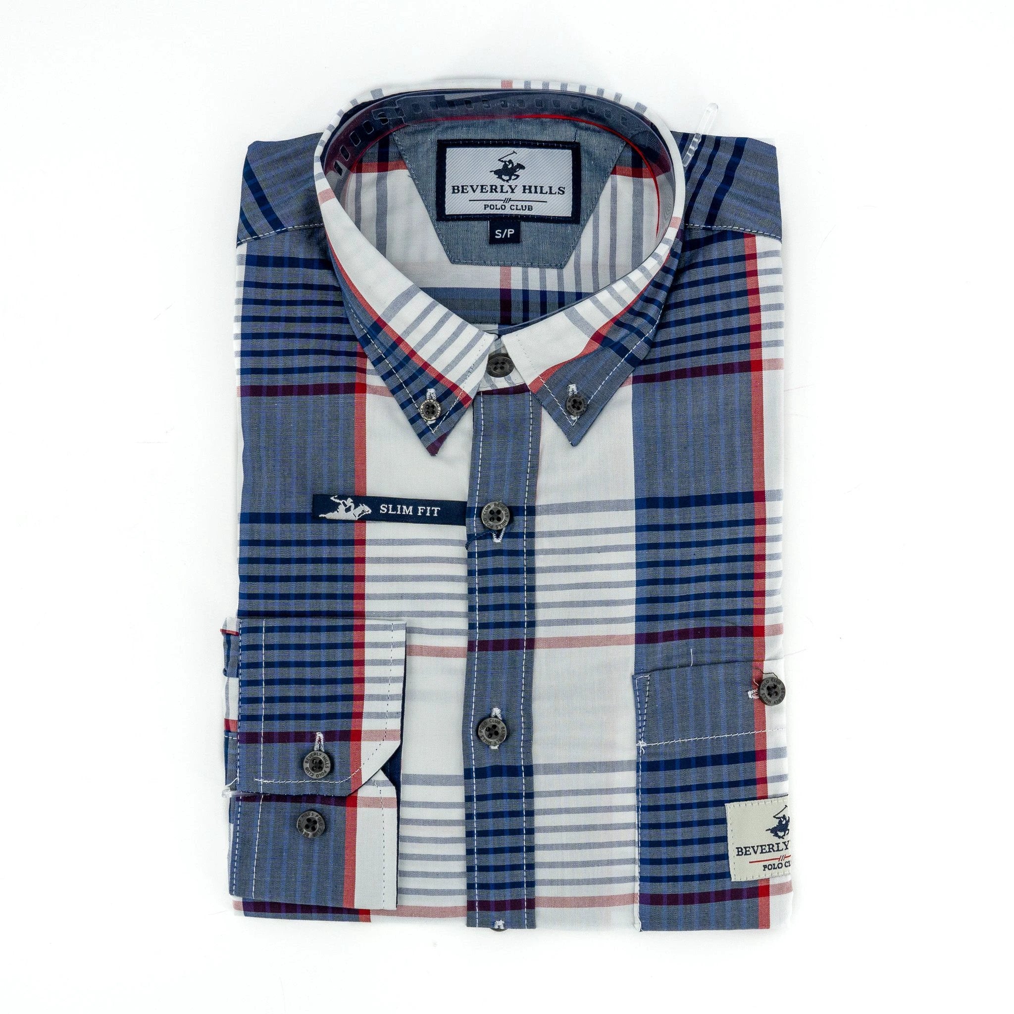 Camisa Beverly Hills Mangas Largas Cuadros P/ Caballeros by Beverly Hills