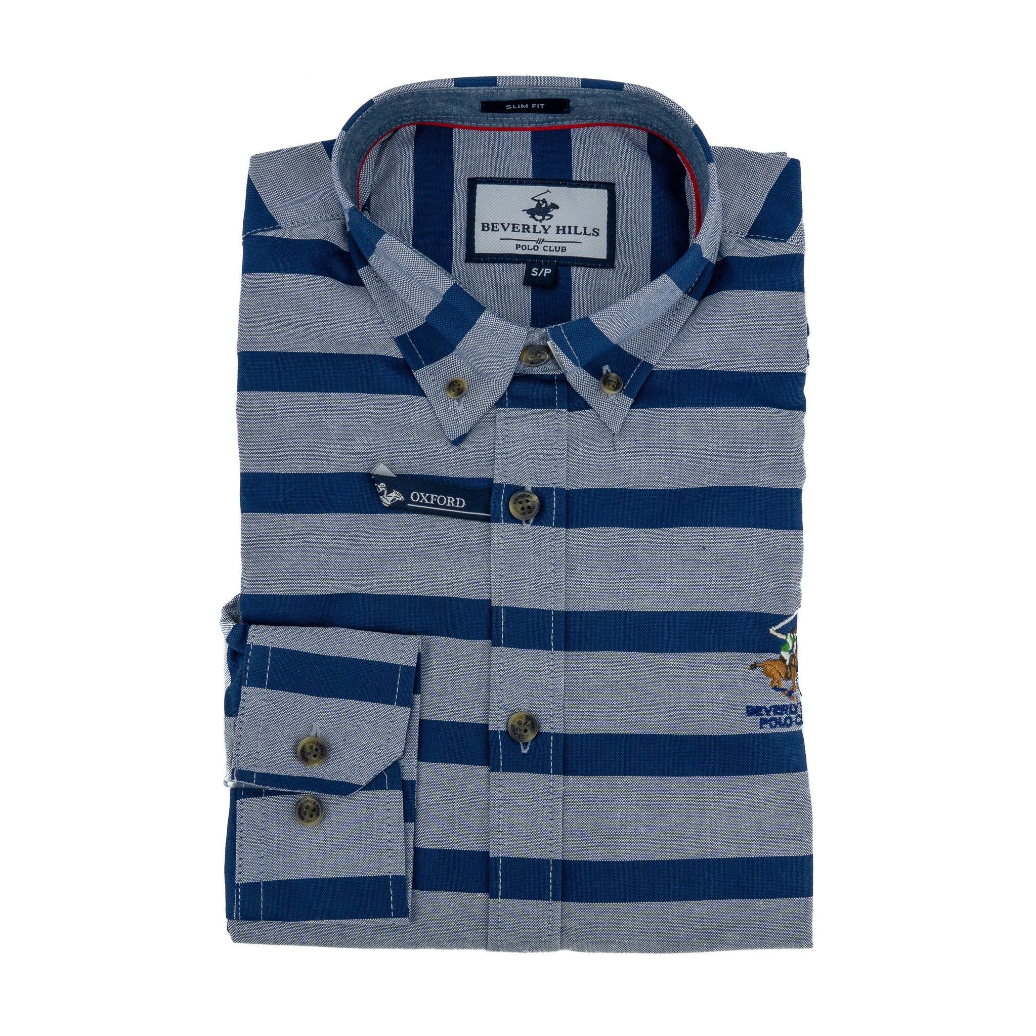 Camisa Beverly Hills Mangas Largas Rayas P/ Caballeros by Beverly Hills
